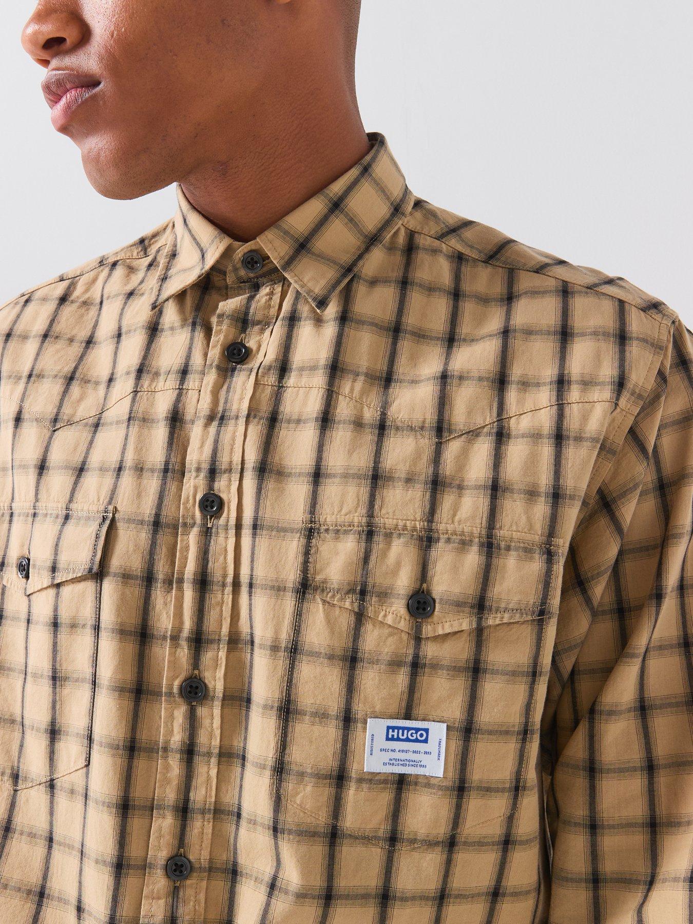 Image 5 of 5 of HUGO Checked Print Long Sleeve Shirt - Brown