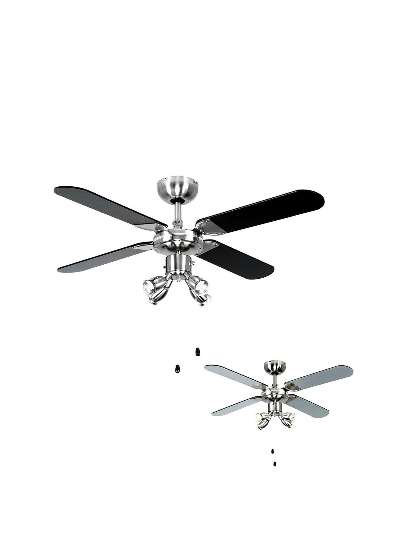 Image 2 of 6 of ValueLights Scimitar 42" 4 Blade Chrome & Black Ceiling Light Fan