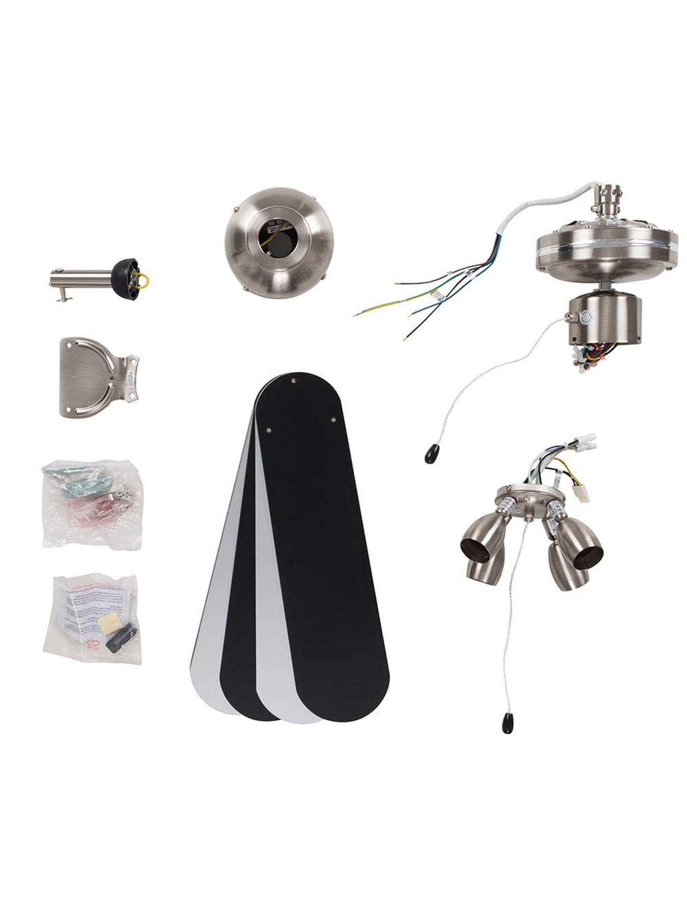 Image 3 of 6 of ValueLights Scimitar 42" 4 Blade Chrome & Black Ceiling Light Fan
