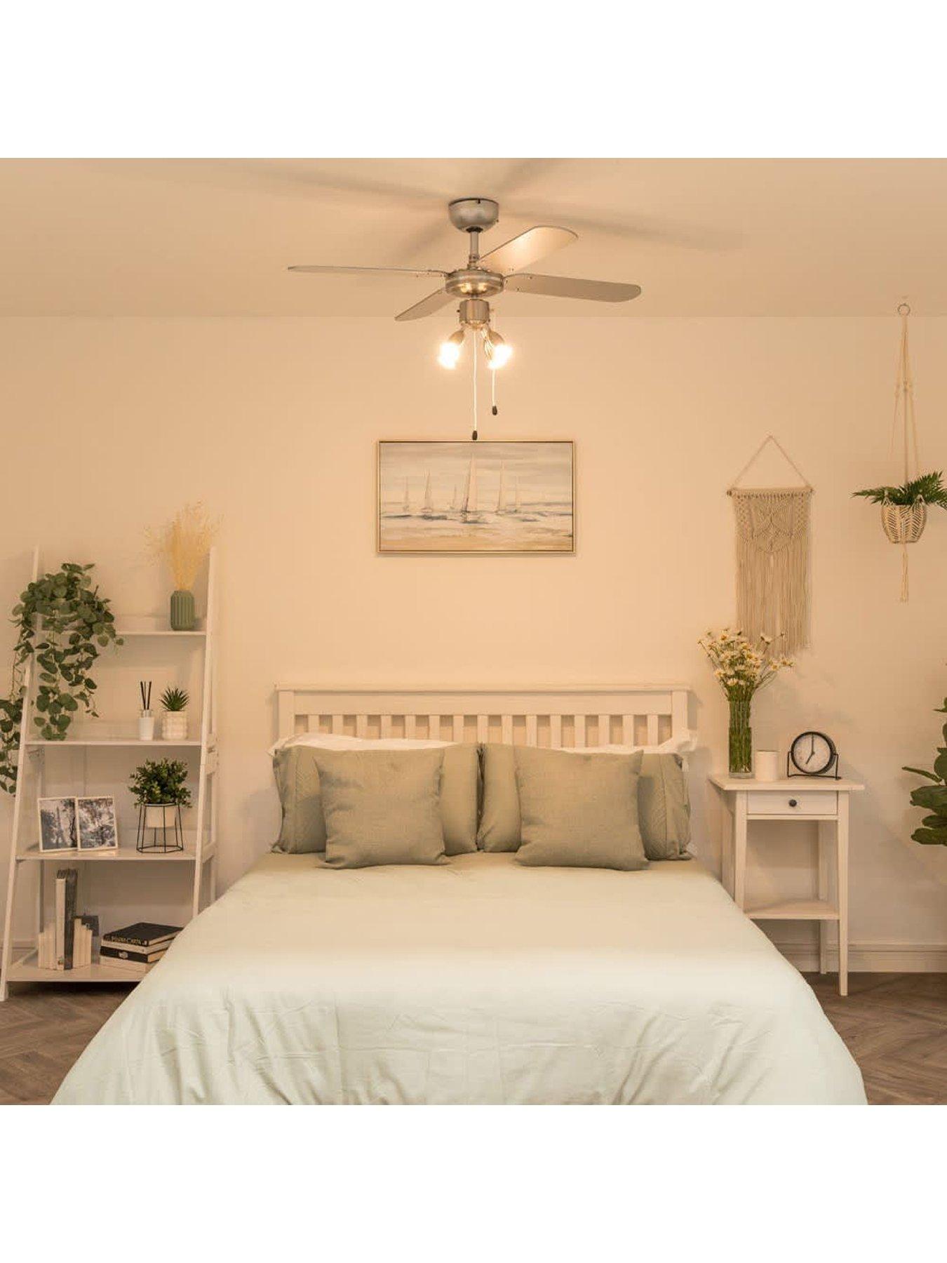 Image 5 of 6 of ValueLights Scimitar 42" 4 Blade Chrome & Black Ceiling Light Fan