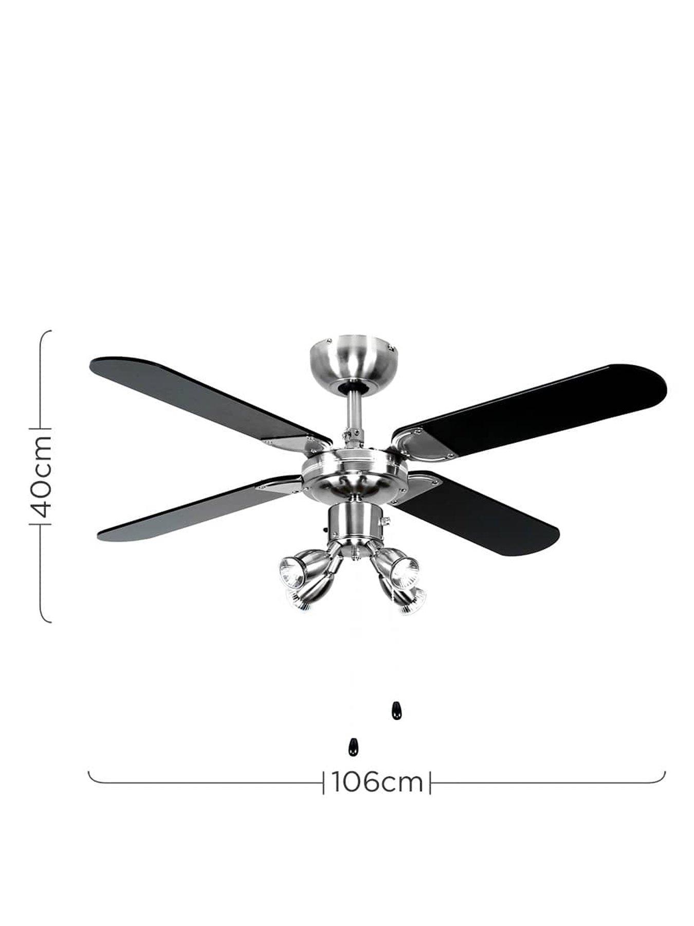 Image 6 of 6 of ValueLights Scimitar 42" 4 Blade Chrome & Black Ceiling Light Fan