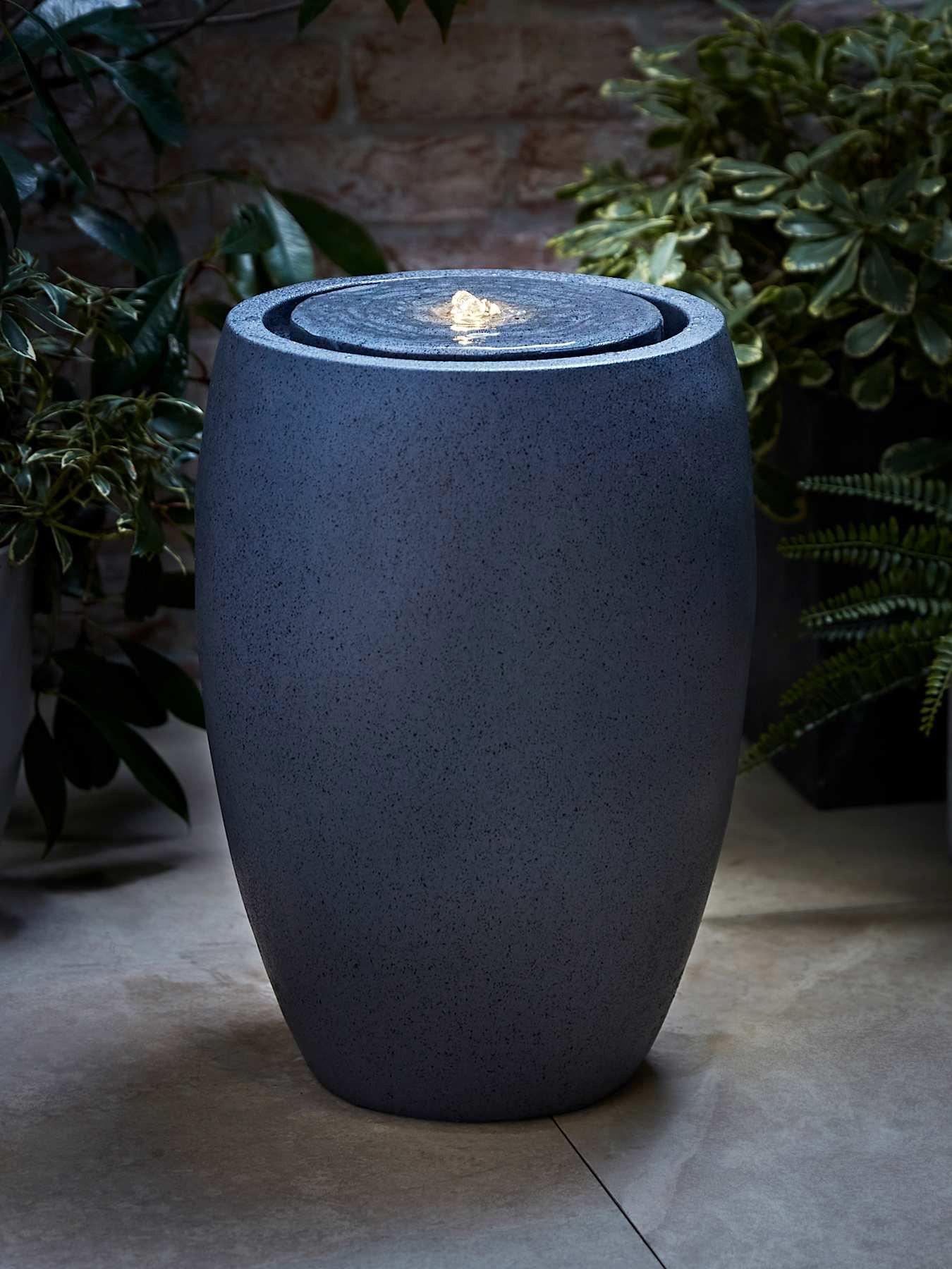 ValueLights Tall Grey Garden Solar Powered Outdoor Water Fountain Feature