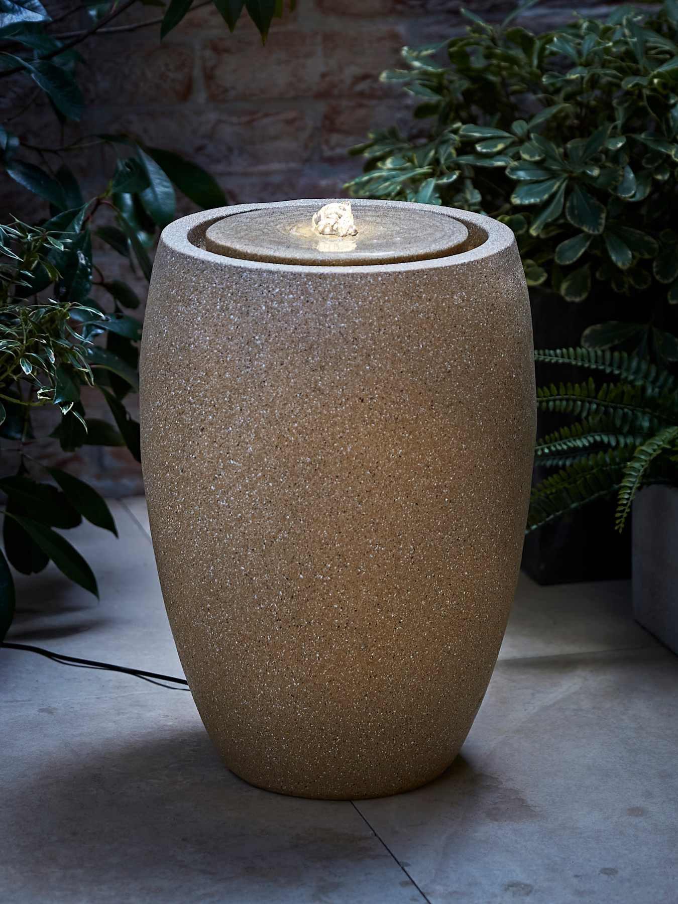 ValueLights Tall Natural Garden Solar Powered Outdoor Water Fountain Feature