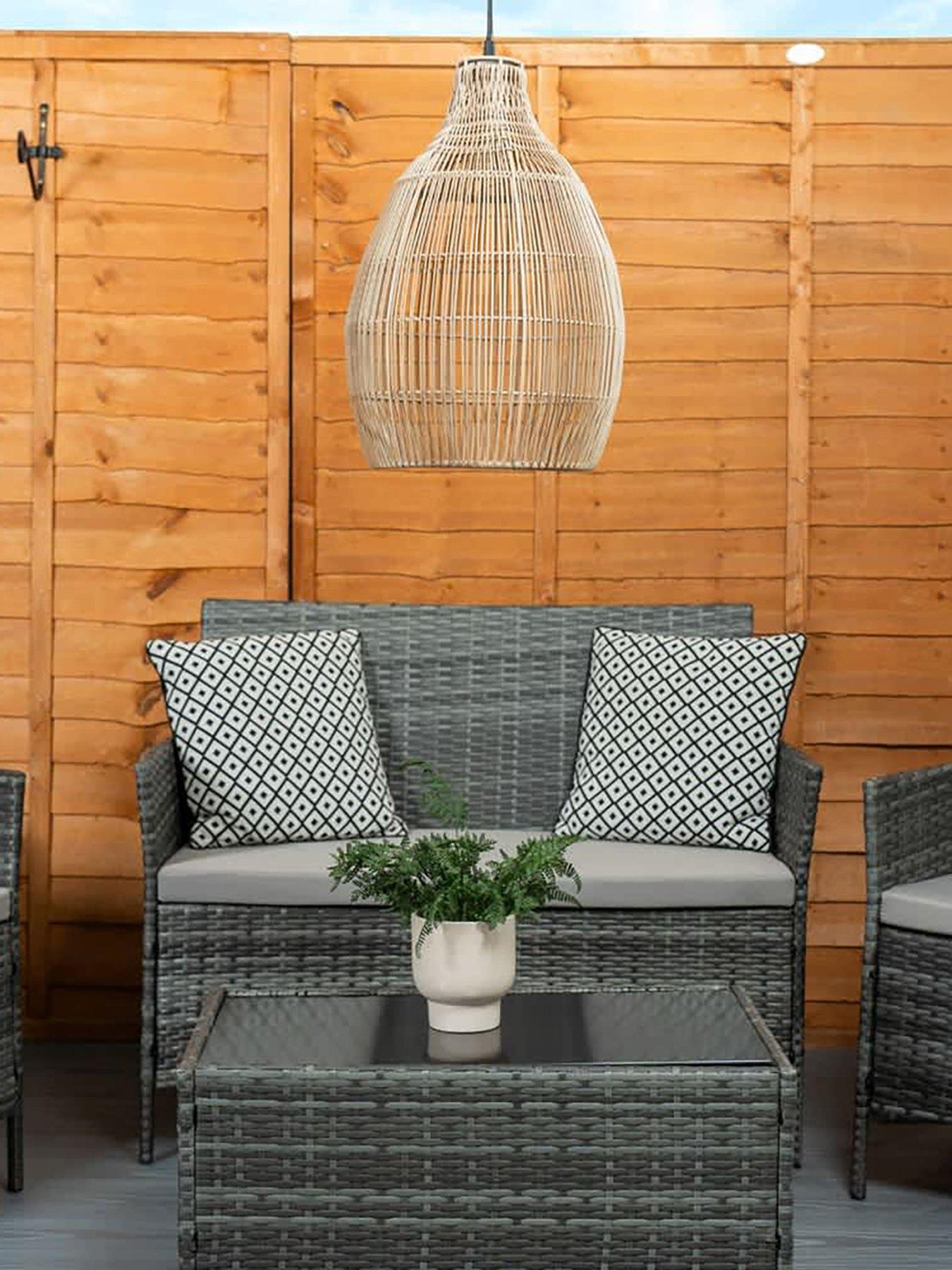 ValueLights Solar Powered Natural Teardrop Outdoor Hanging Pendant Garden Pergola Light