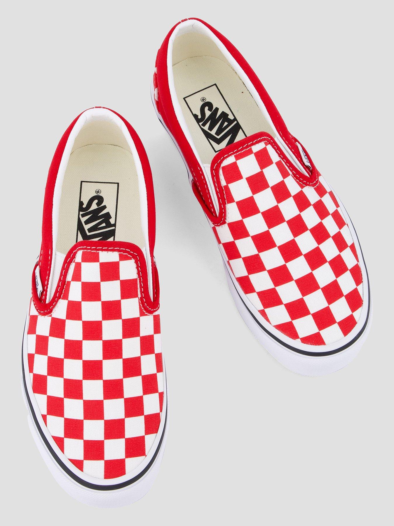 Image 3 of 7 of Vans Boys Classic Slip-On Checkerboard Trainers - Red
