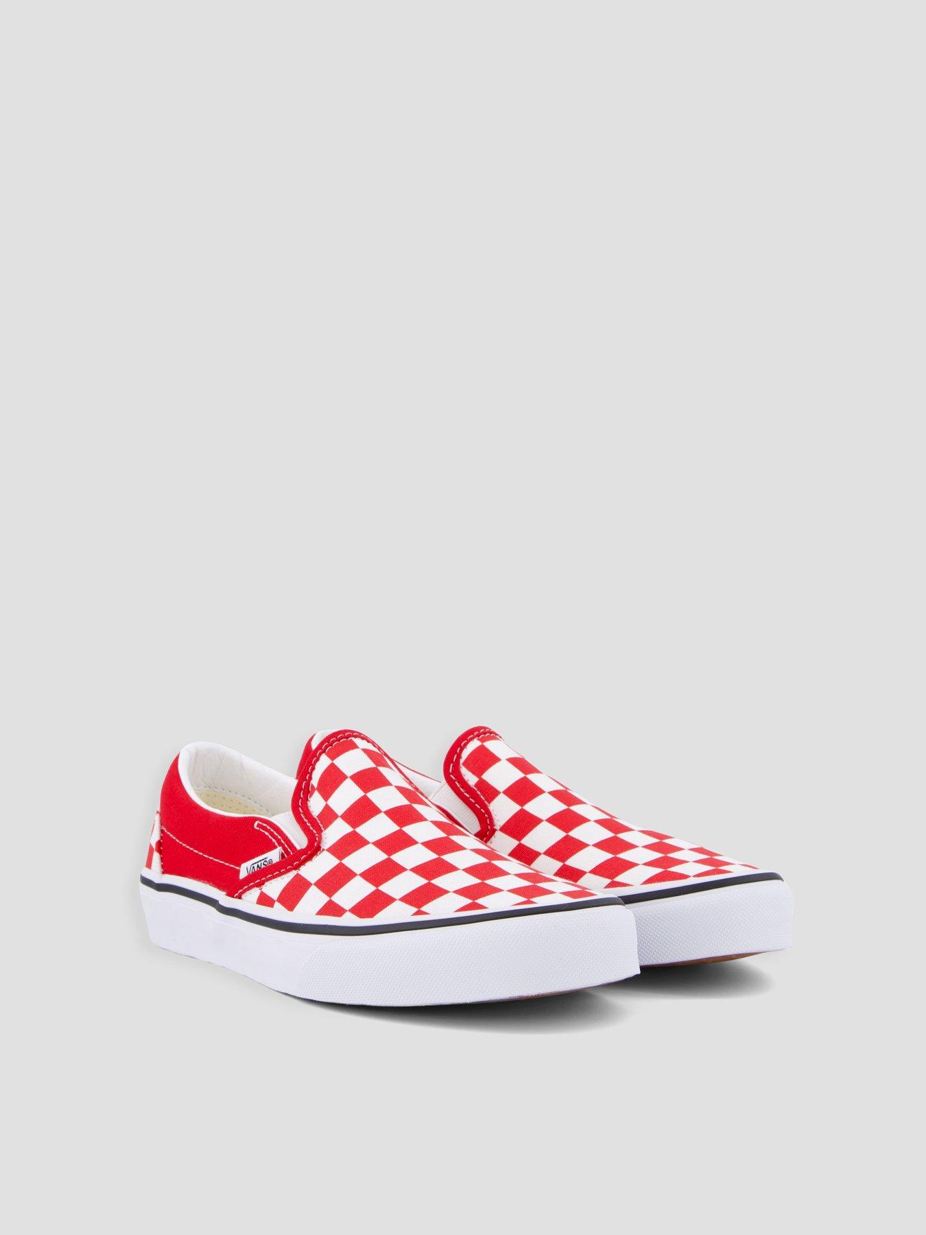 Image 6 of 7 of Vans Boys Classic Slip-On Checkerboard Trainers - Red