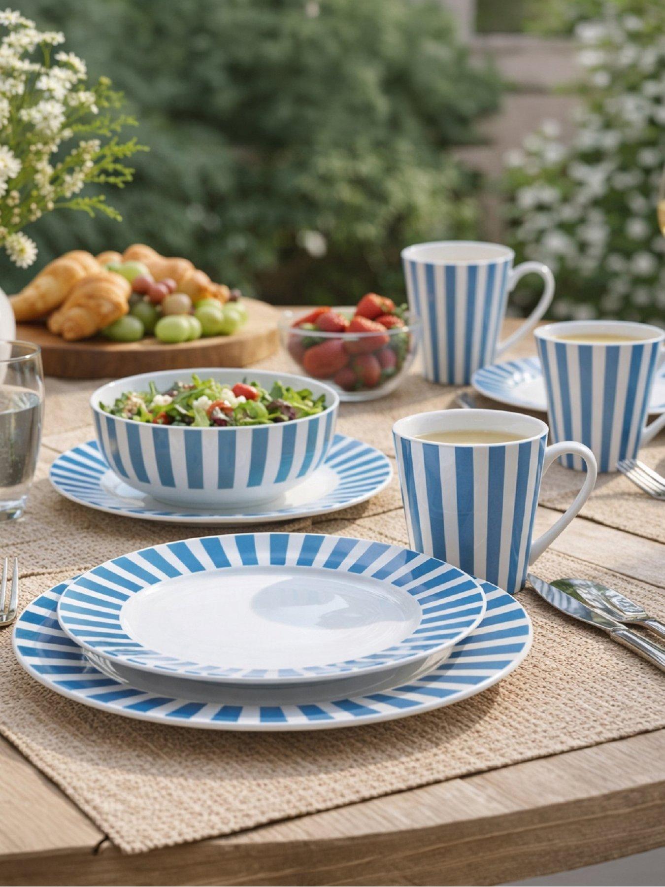 WATERSIDE 24 Blue Stripe Dinner Set