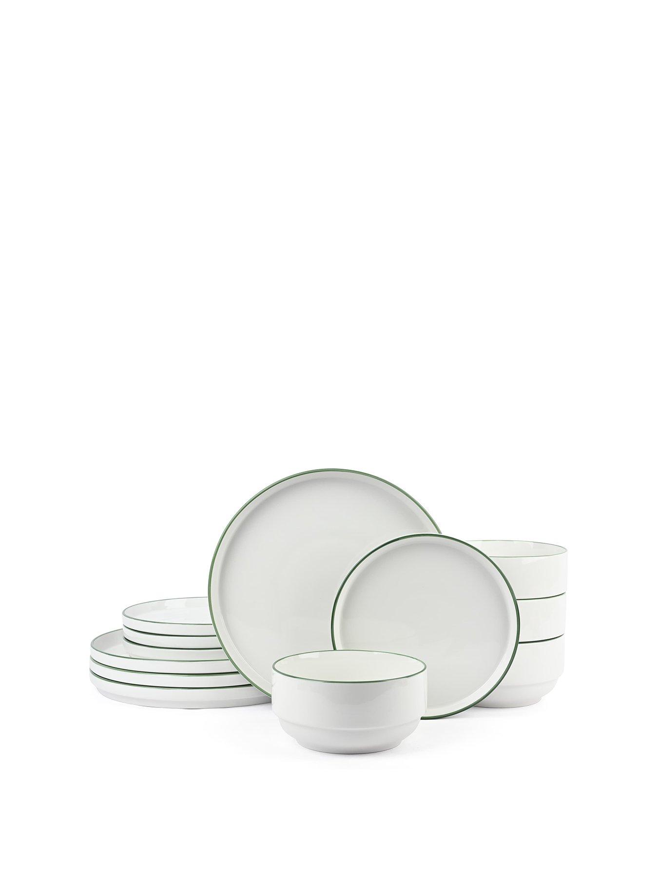 WATERSIDE 12pc Stacking Yellow Rim