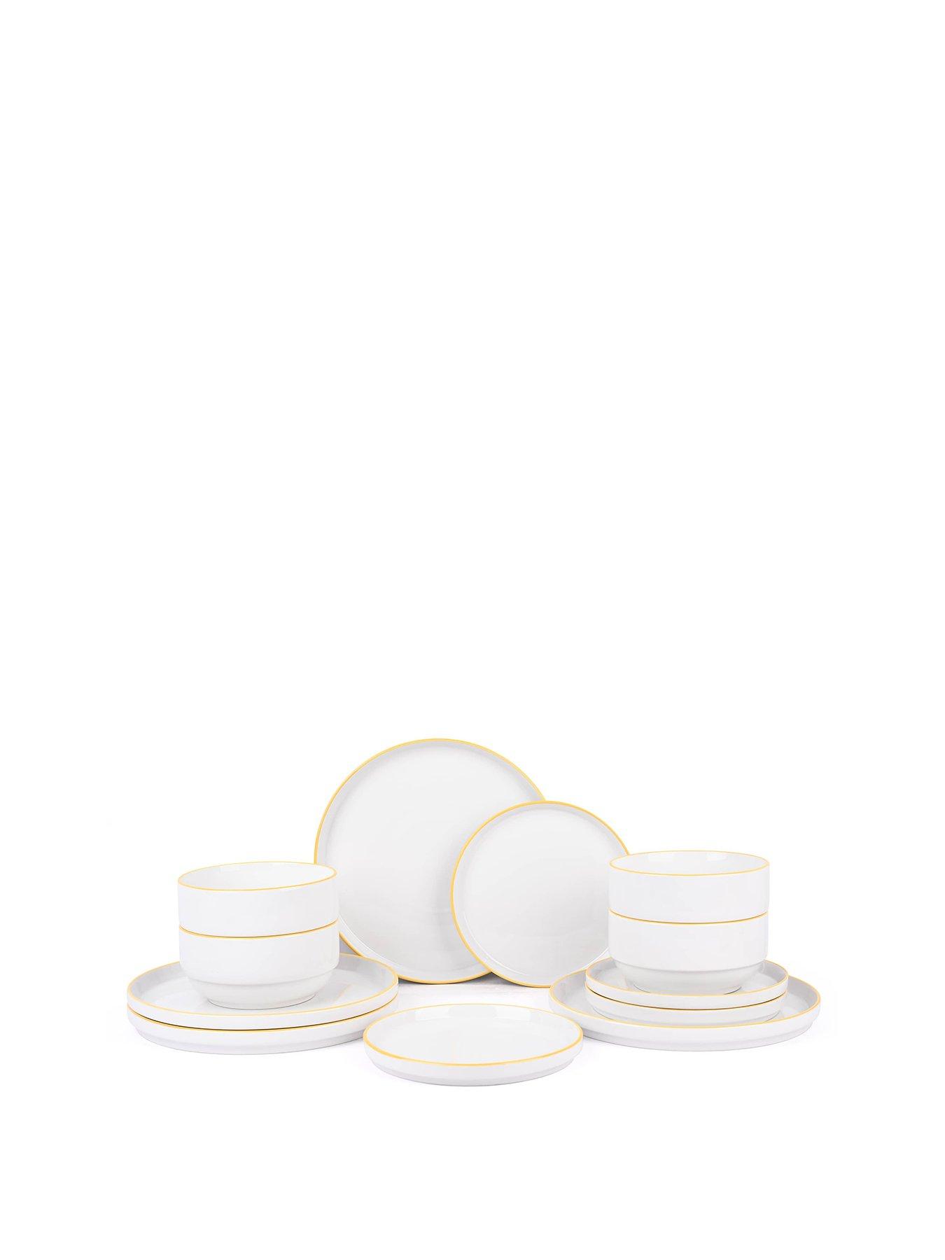 Image 2 of 5 of WATERSIDE 12pc Stacking Yellow Rim