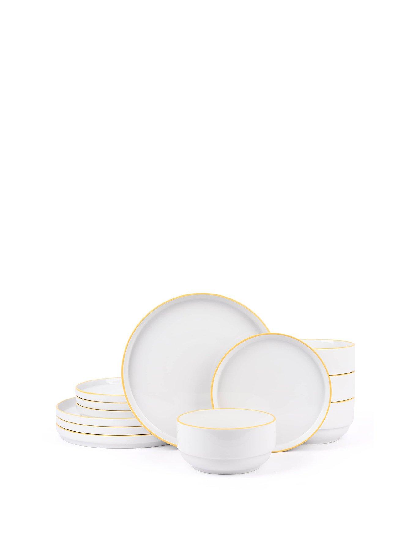WATERSIDE 12pc Stacking Green Rim