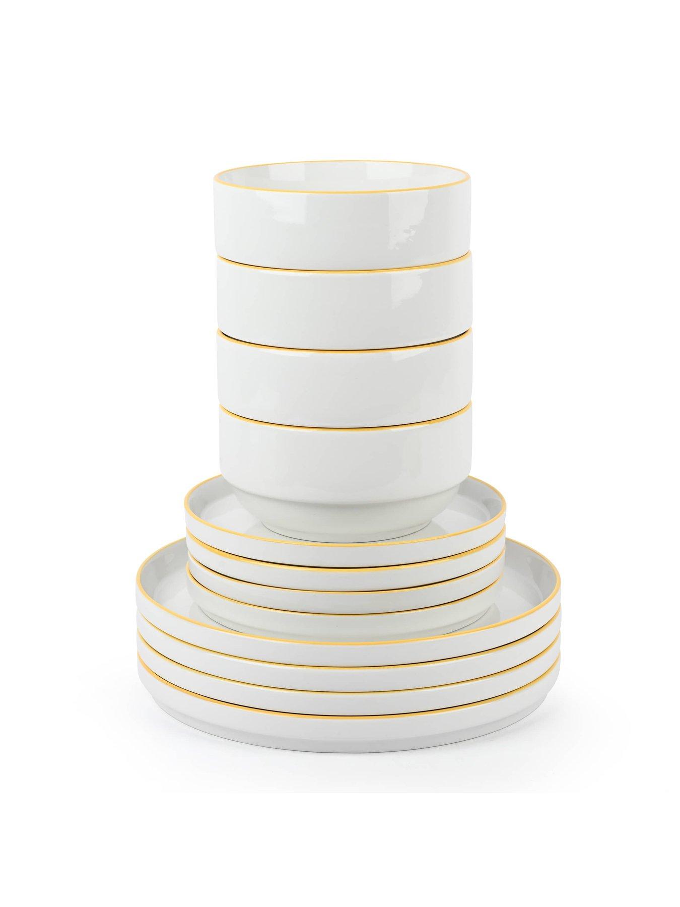 Image 4 of 5 of WATERSIDE 12pc Stacking Yellow&nbsp;Rim