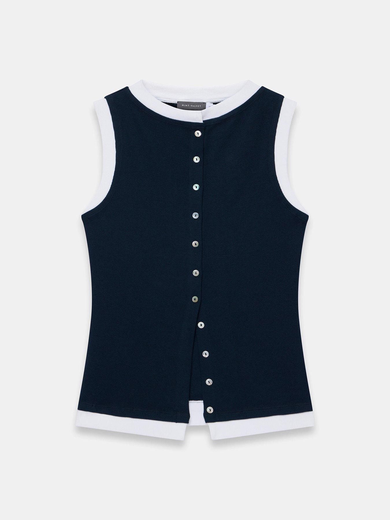 Image 5 of 6 of Mint Velvet Double Layer Vest - Navy&nbsp;