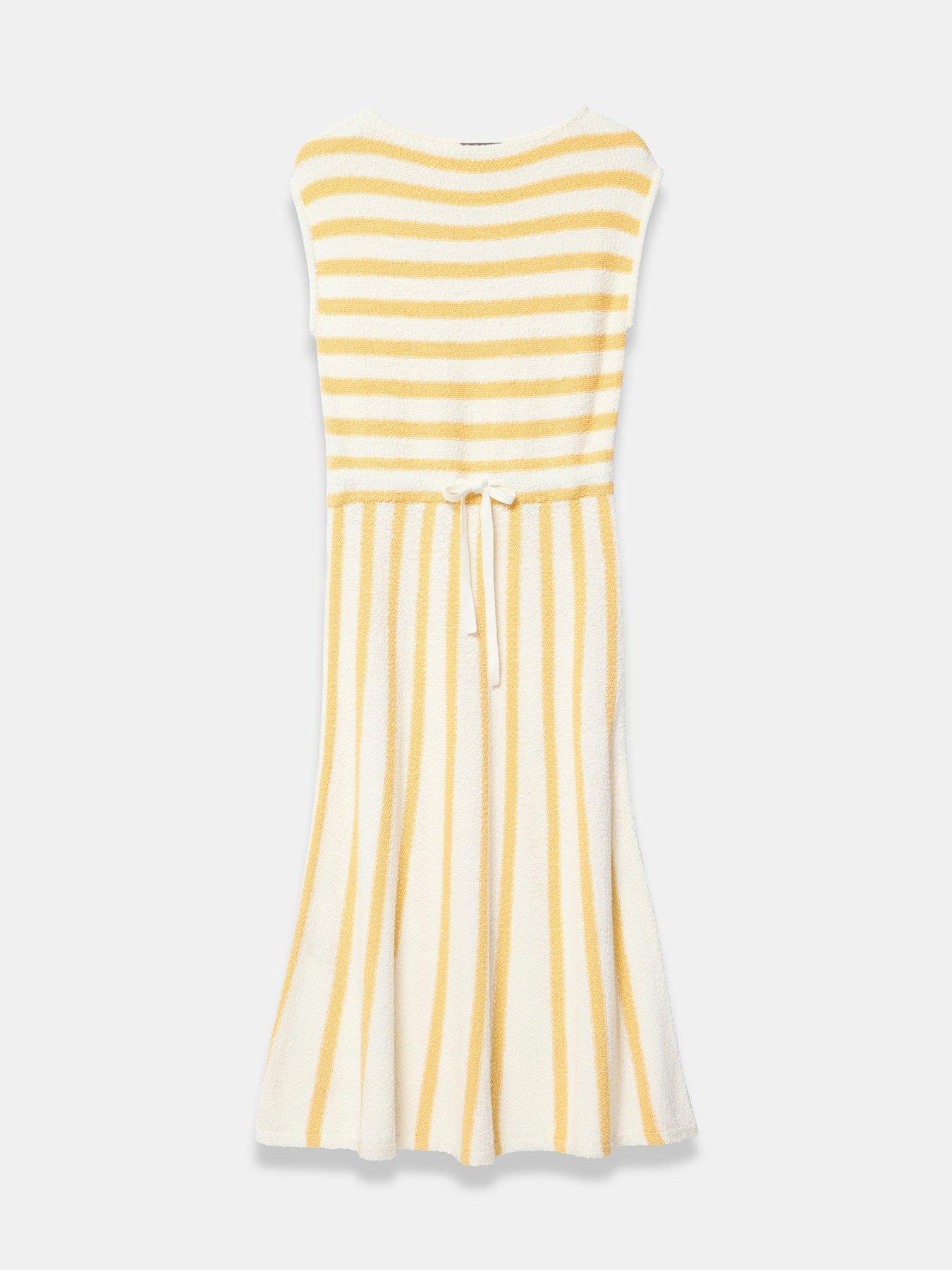 Image 5 of 6 of Mint Velvet Stripe Knit Dress - Yellow