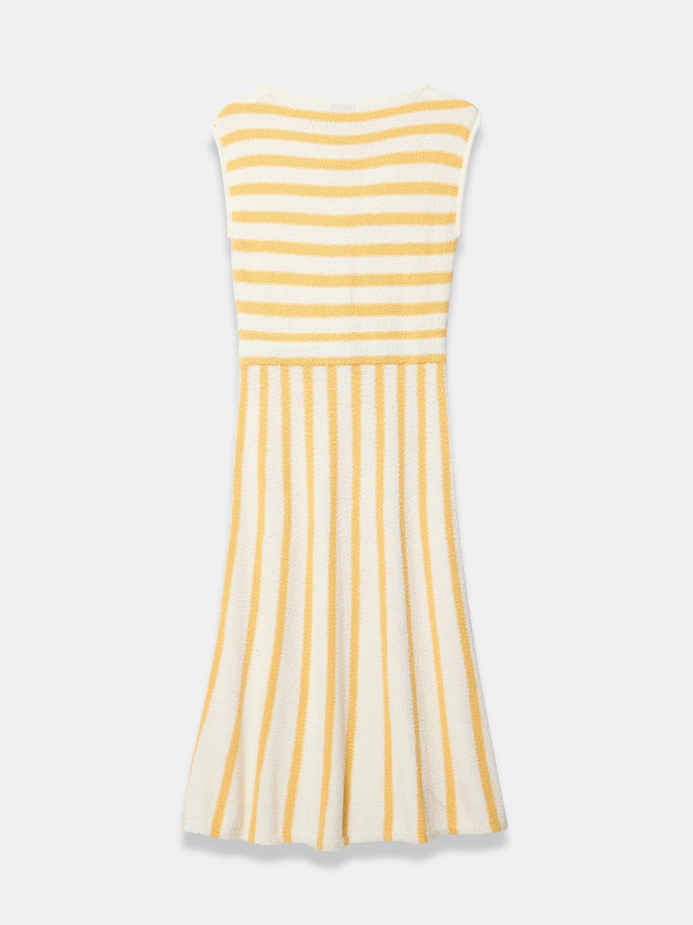 Image 6 of 6 of Mint Velvet Stripe Knit Dress - Yellow