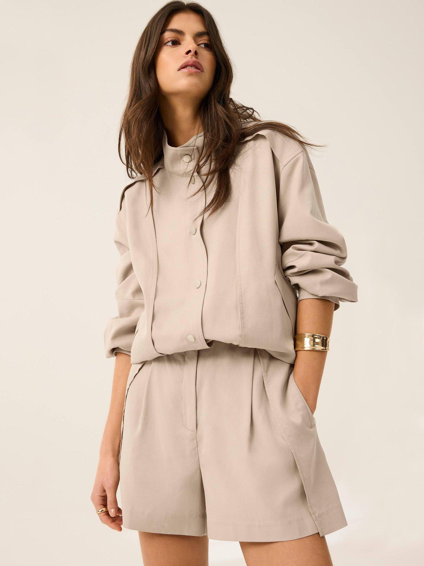 Image 2 of 6 of Mint Velvet Tie Waist Shorts - Neutral