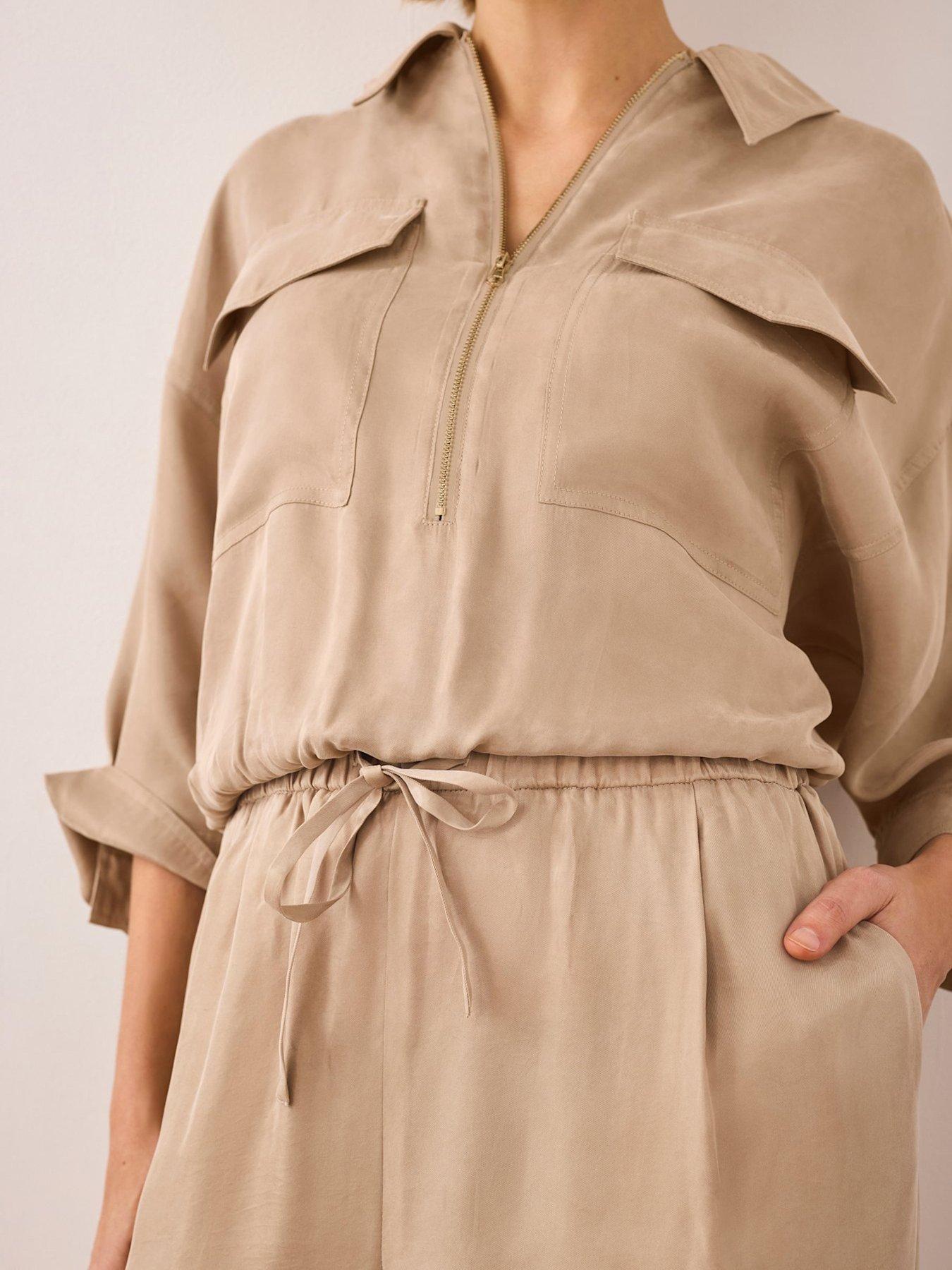 Image 1 of 3 of Mint Velvet Neutral Cupro Wide Leg Trouser - Cream