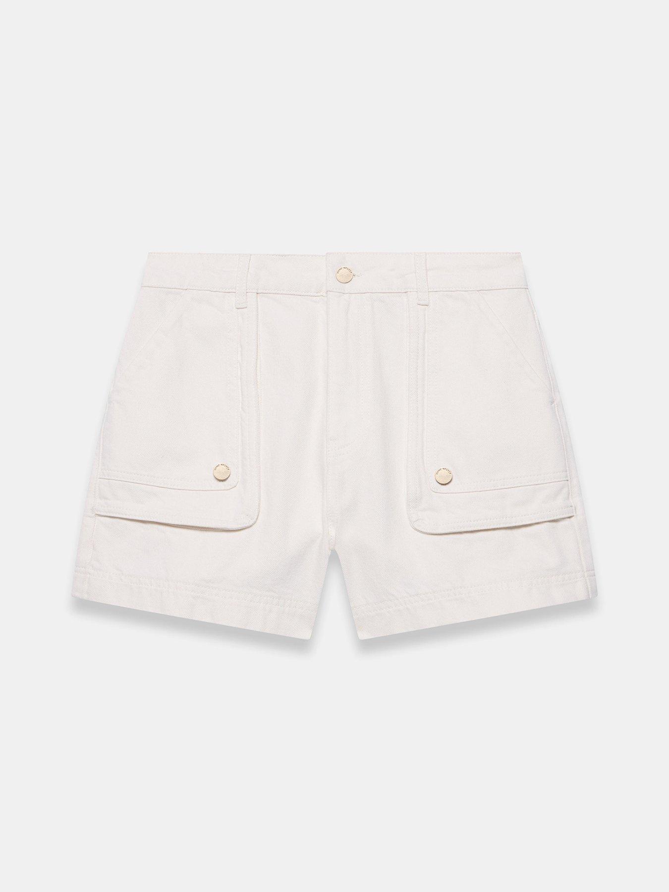 Image 5 of 6 of Mint Velvet Utility Pocket Detail Denim Shorts - Ivory