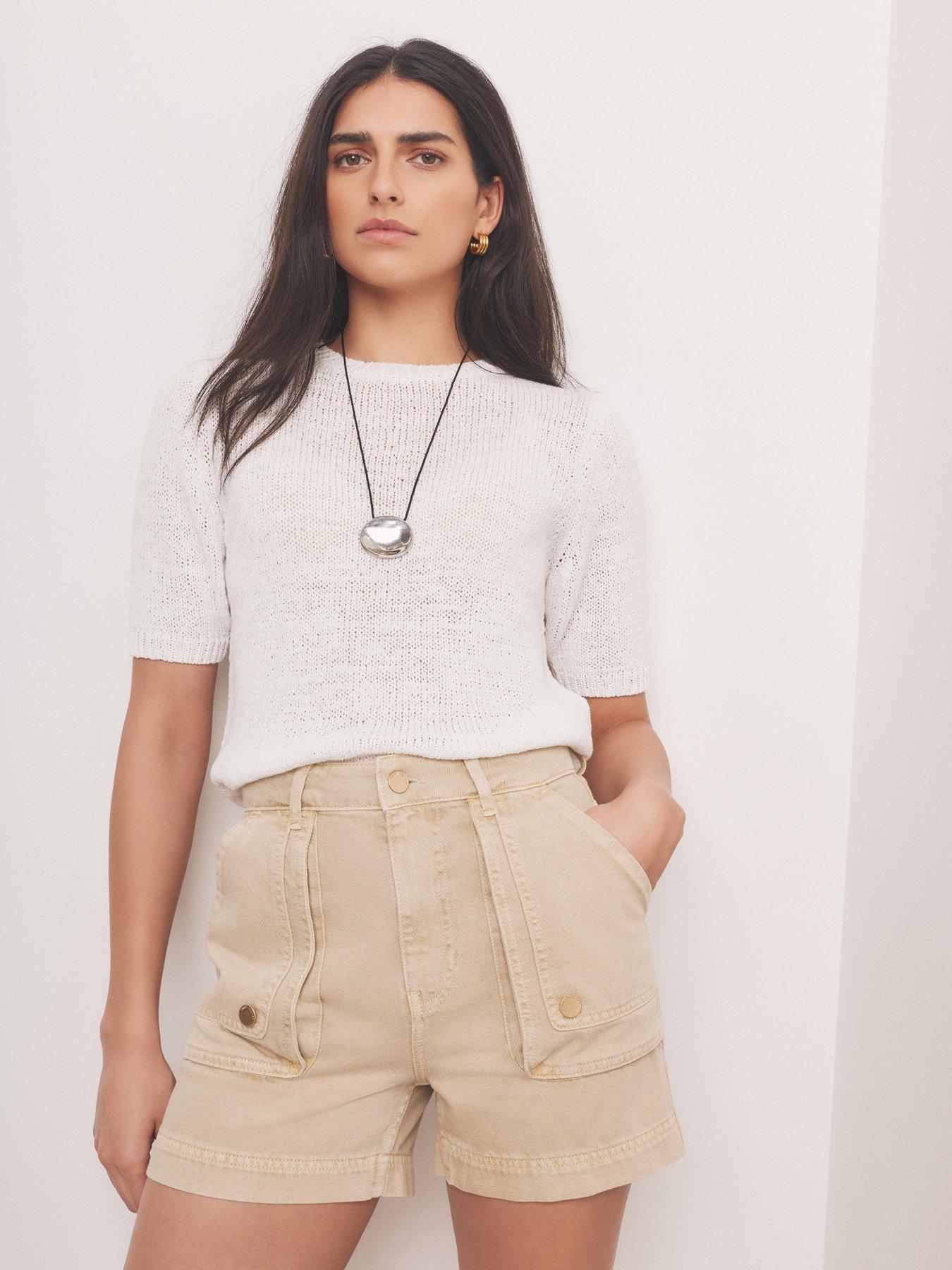 Image 4 of 6 of Mint Velvet Ivory Tape T-Shirt - White