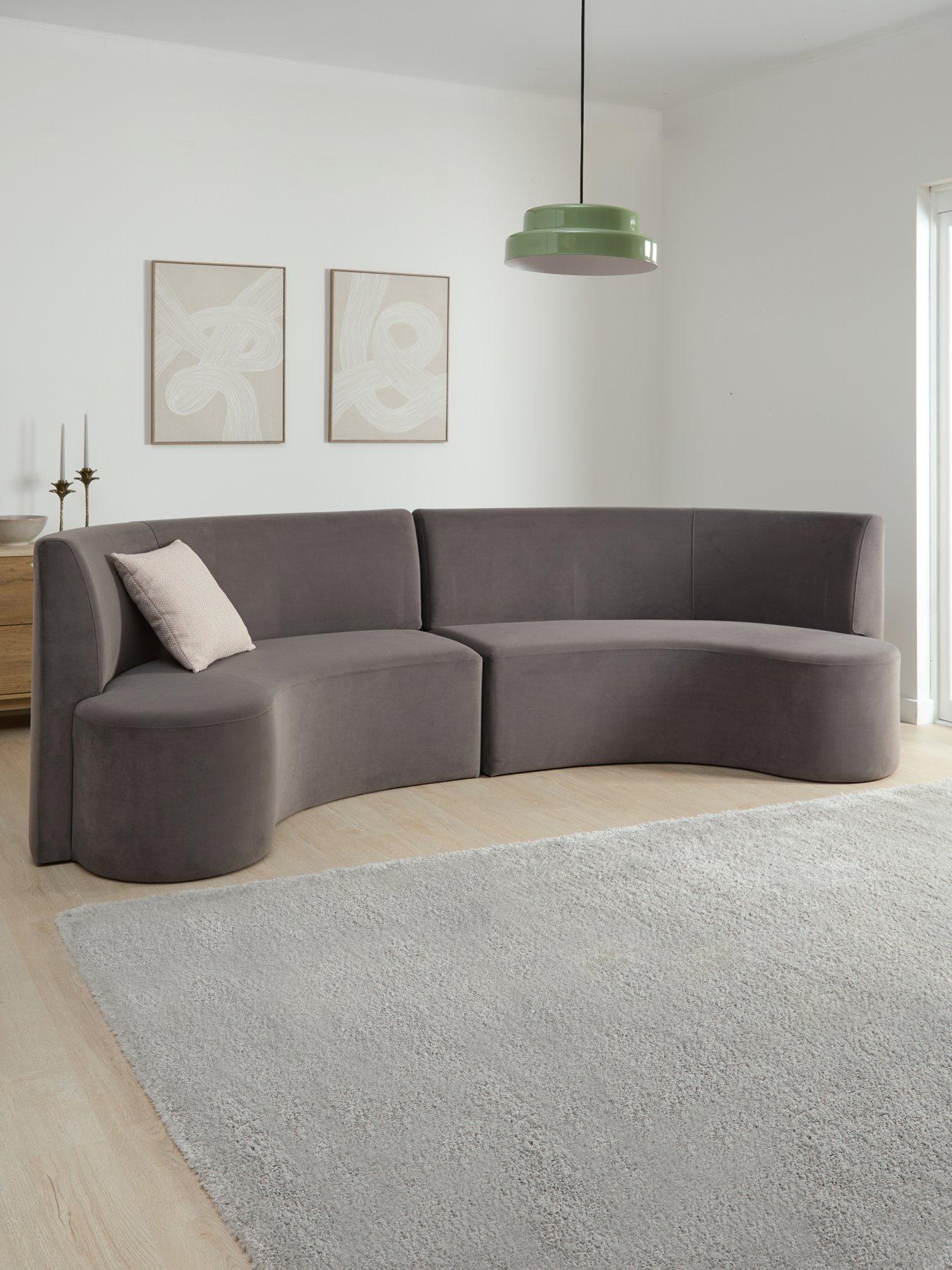 The Very Collection Esme Curved Velvet Dining Booth - Charcoal
