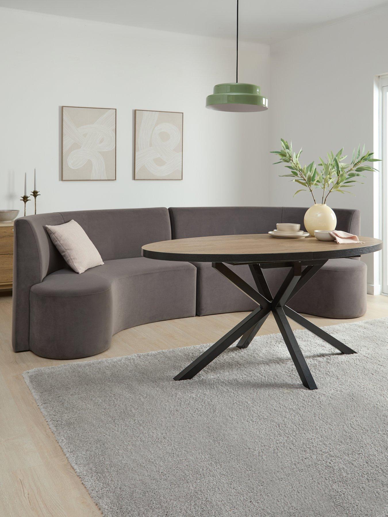 The Very Collection Esme Curved Velvet Dining Booth - Charcoal