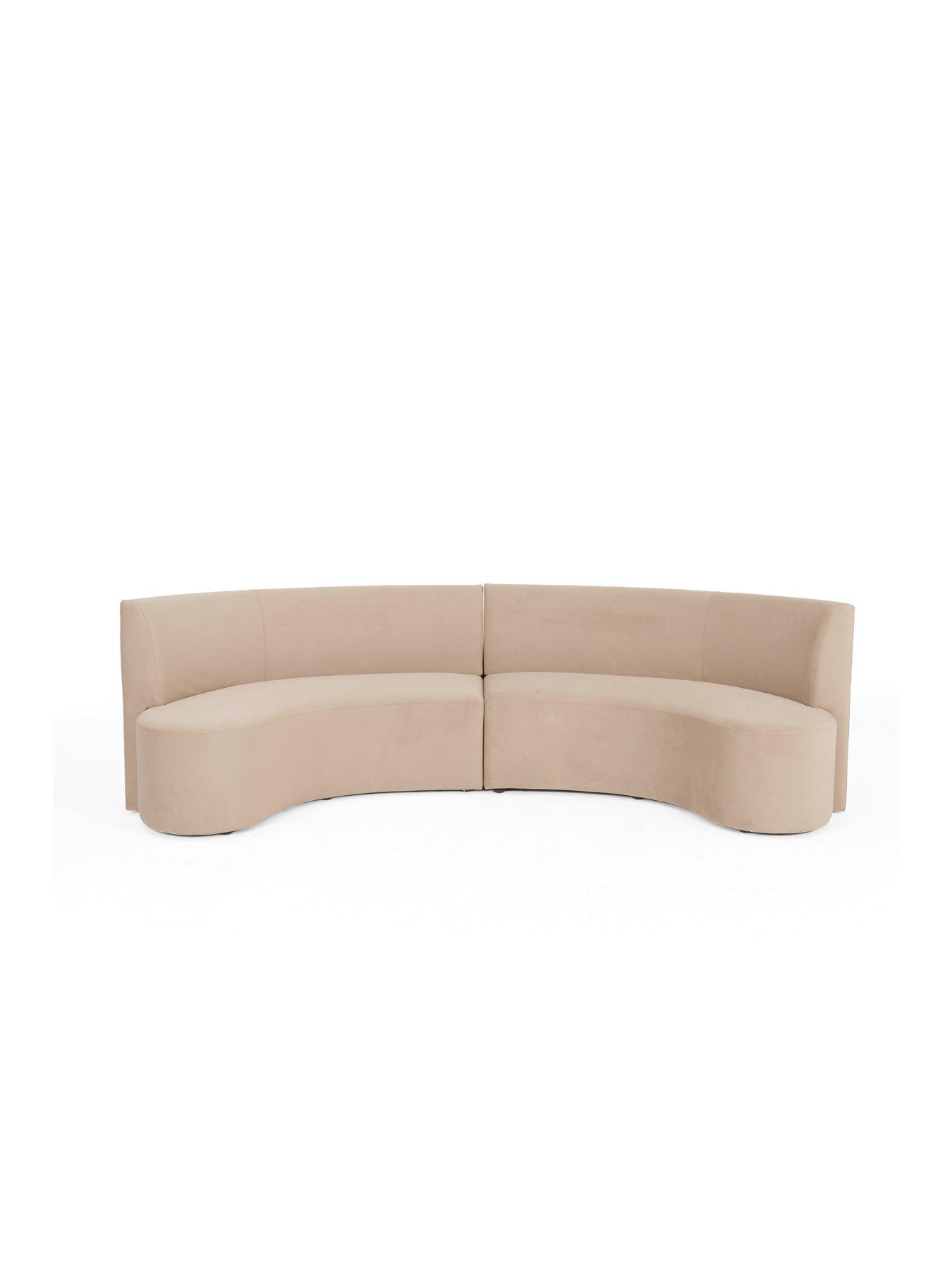 Image 3 of 7 of The Very Collection Esme Curved Velvet Dining Booth - Taupe