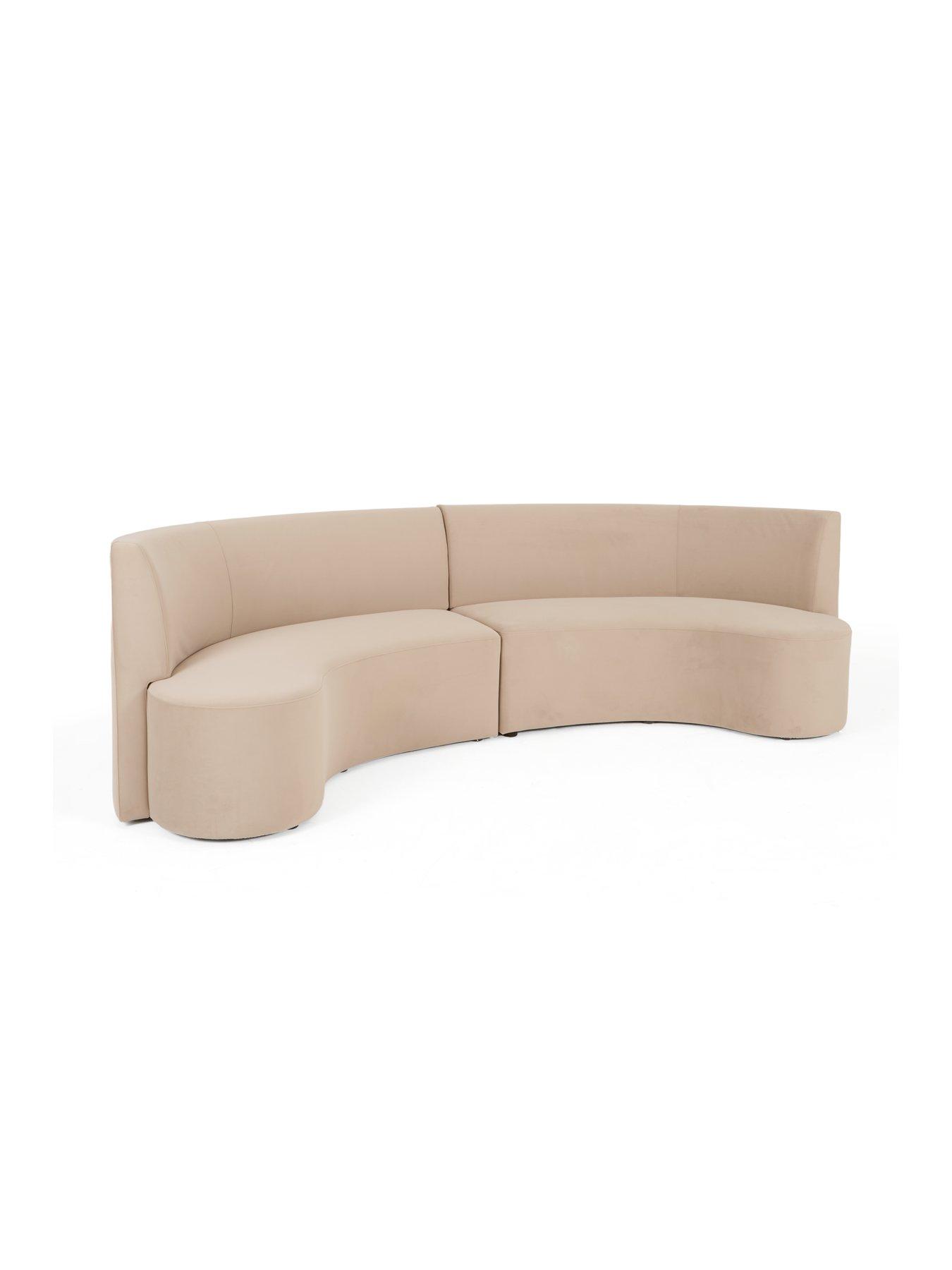 Image 4 of 7 of The Very Collection Esme Curved Velvet Dining Booth - Taupe