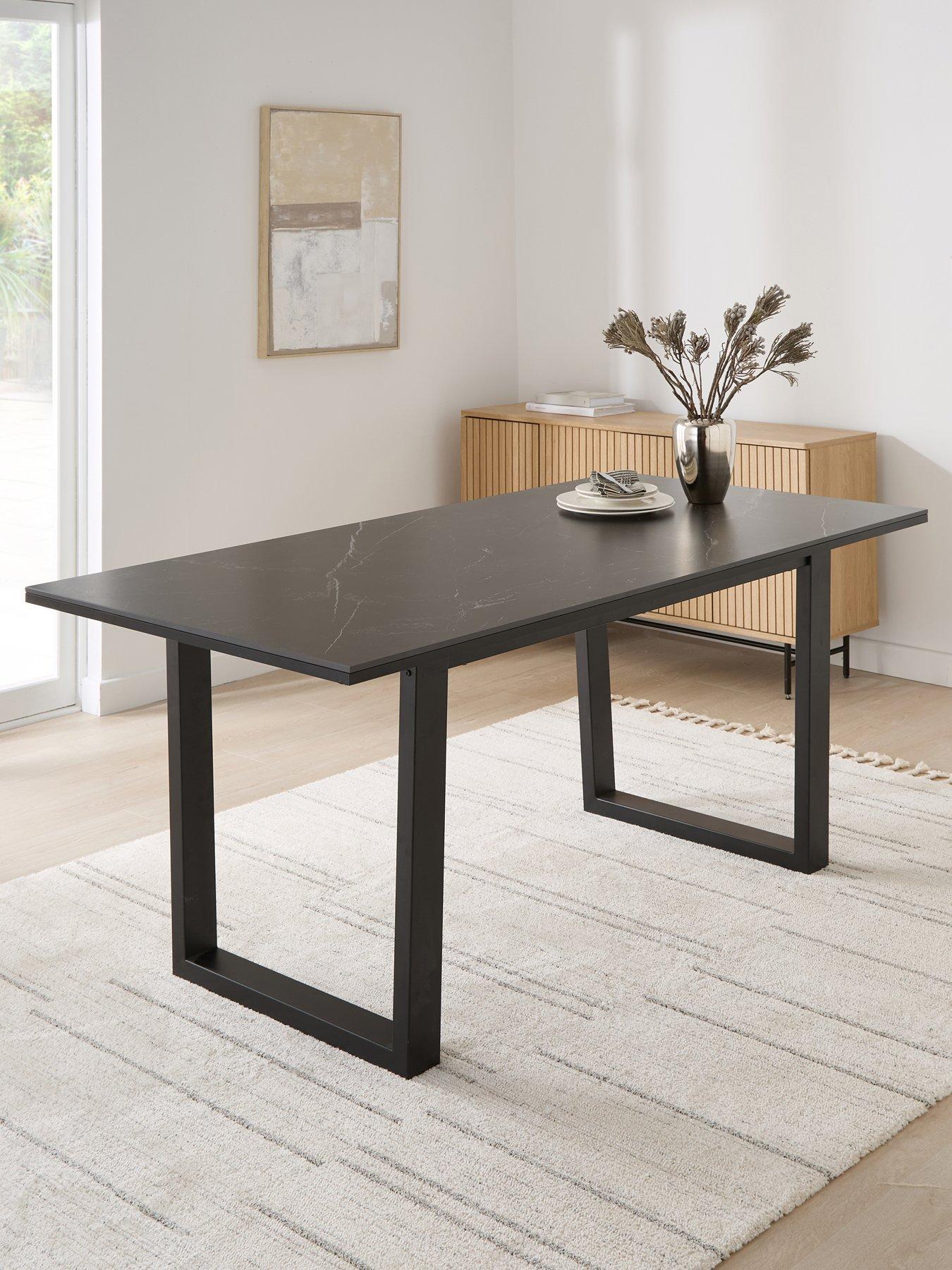 The Very Collection Etta Dining Table With Black Marble Effect Top