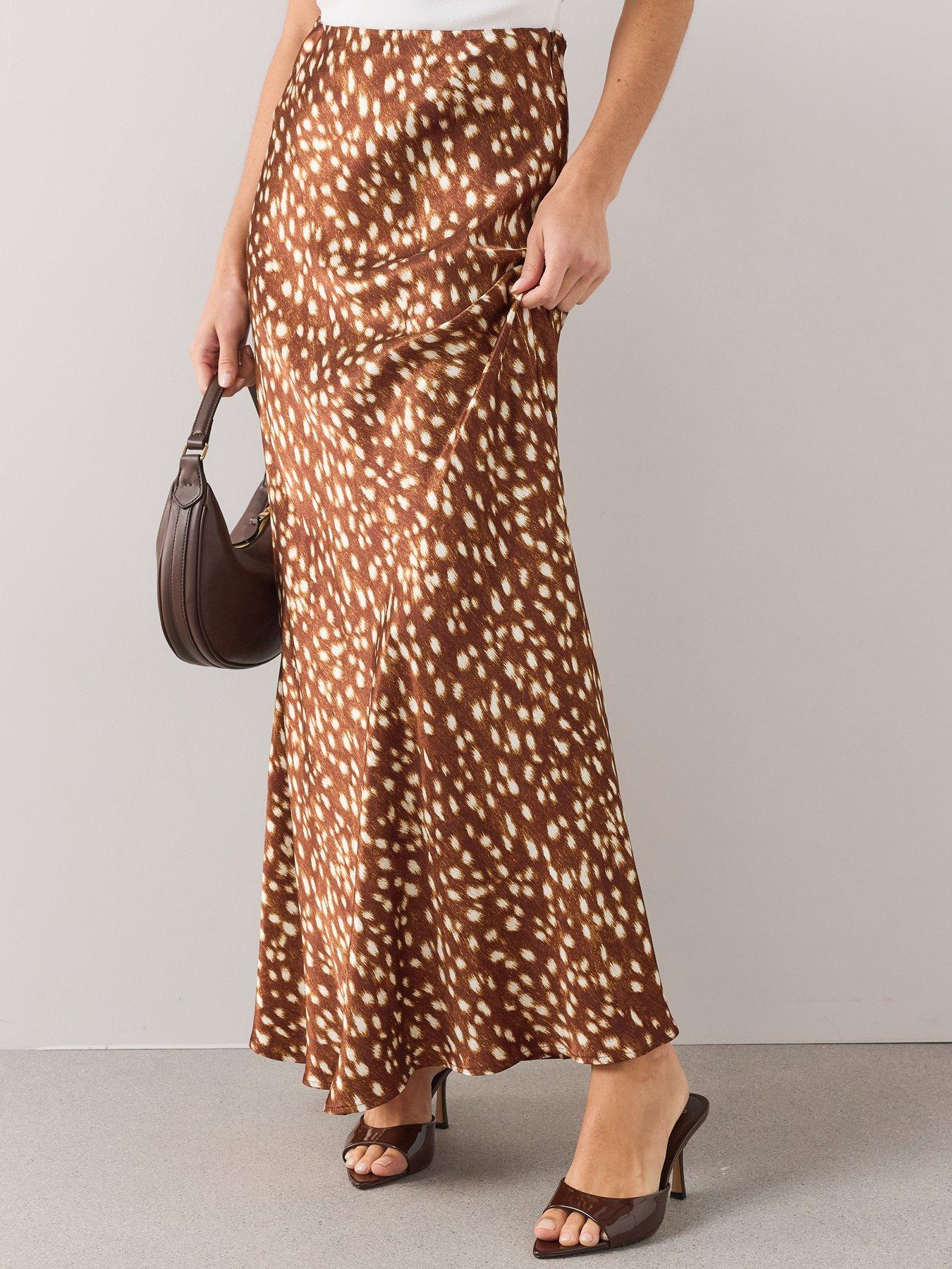 The Very Collection Bambi Print Satin Bias Maxi Skirt