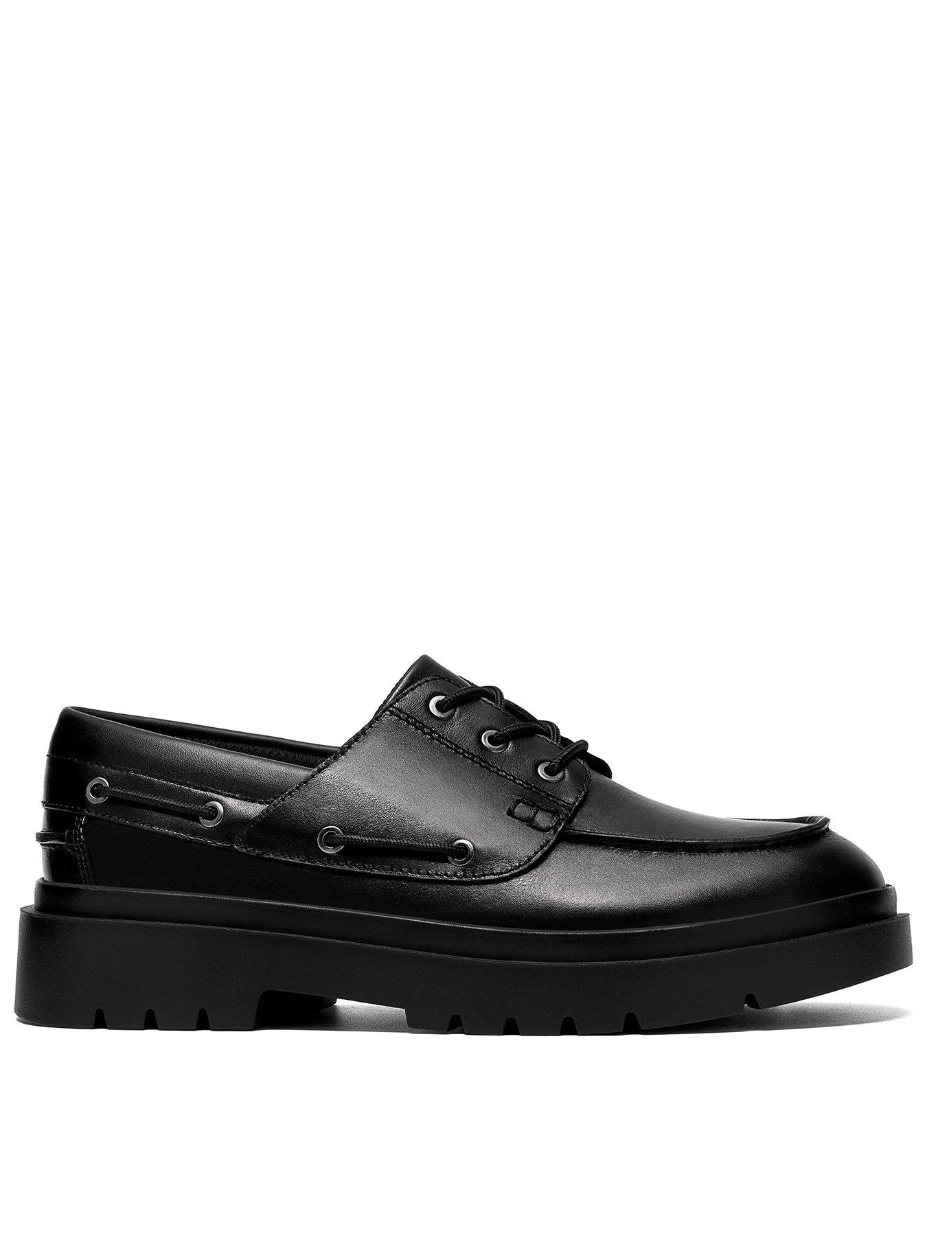 Clarks Youth Derry Boat Leather Shoe - Black