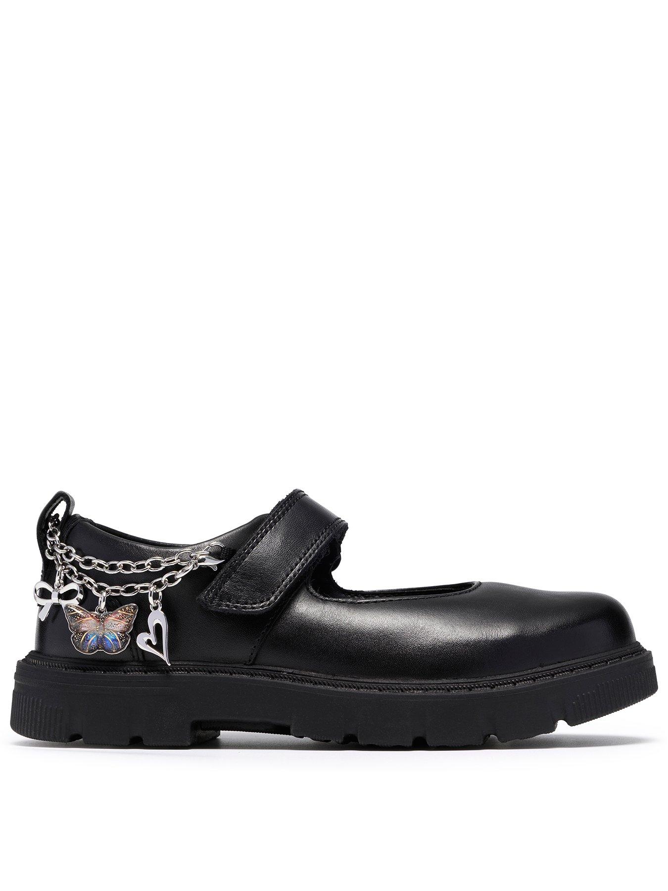 Clarks Junior Lorcam Charm Leather Shoe - Black