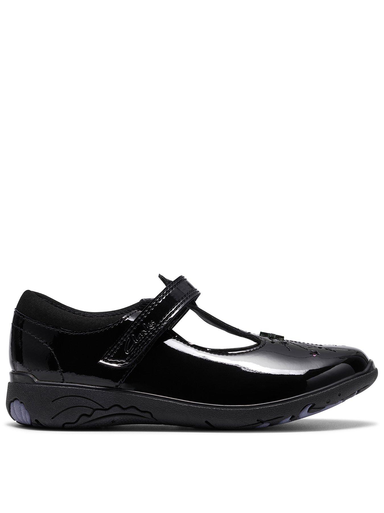 Clarks Kids Relda Magic T-bar Patent Shoe - Black
