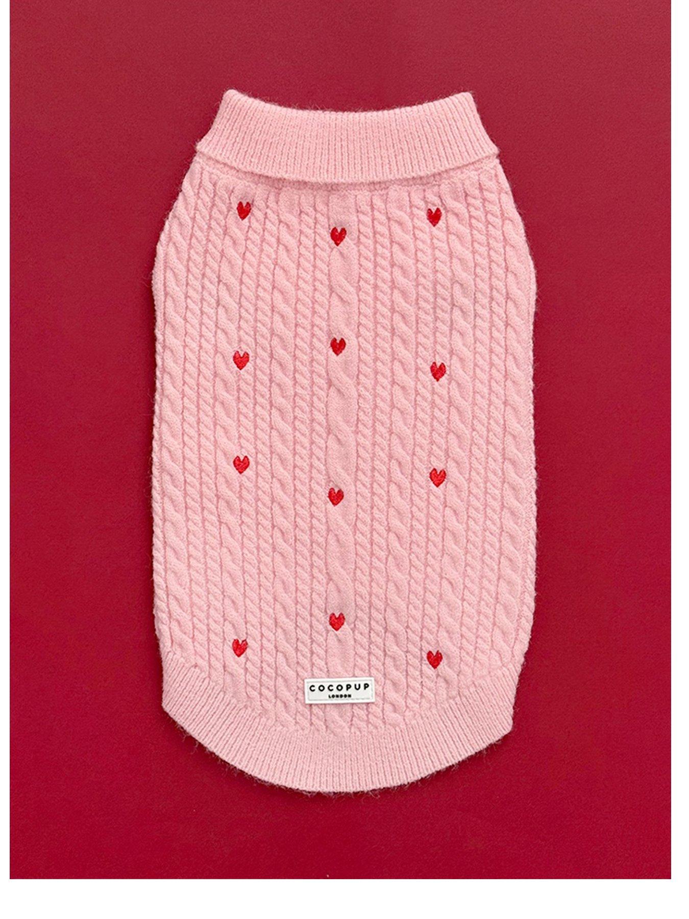 Cocopup Pink Heartstrings Cable Knit Dog Jumper