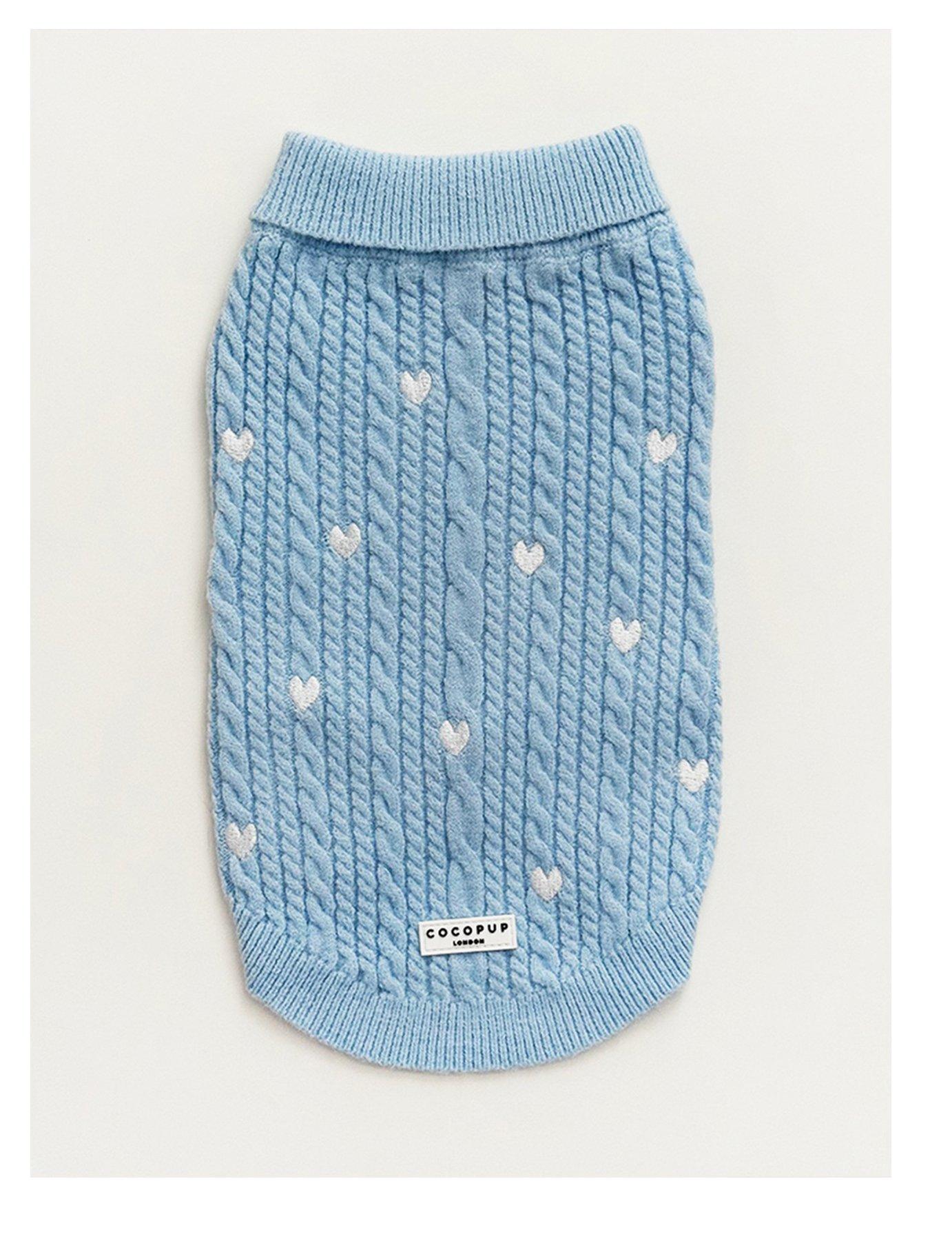 Cocopup Blue  Heartstrings Cable Knit Dog Jumper