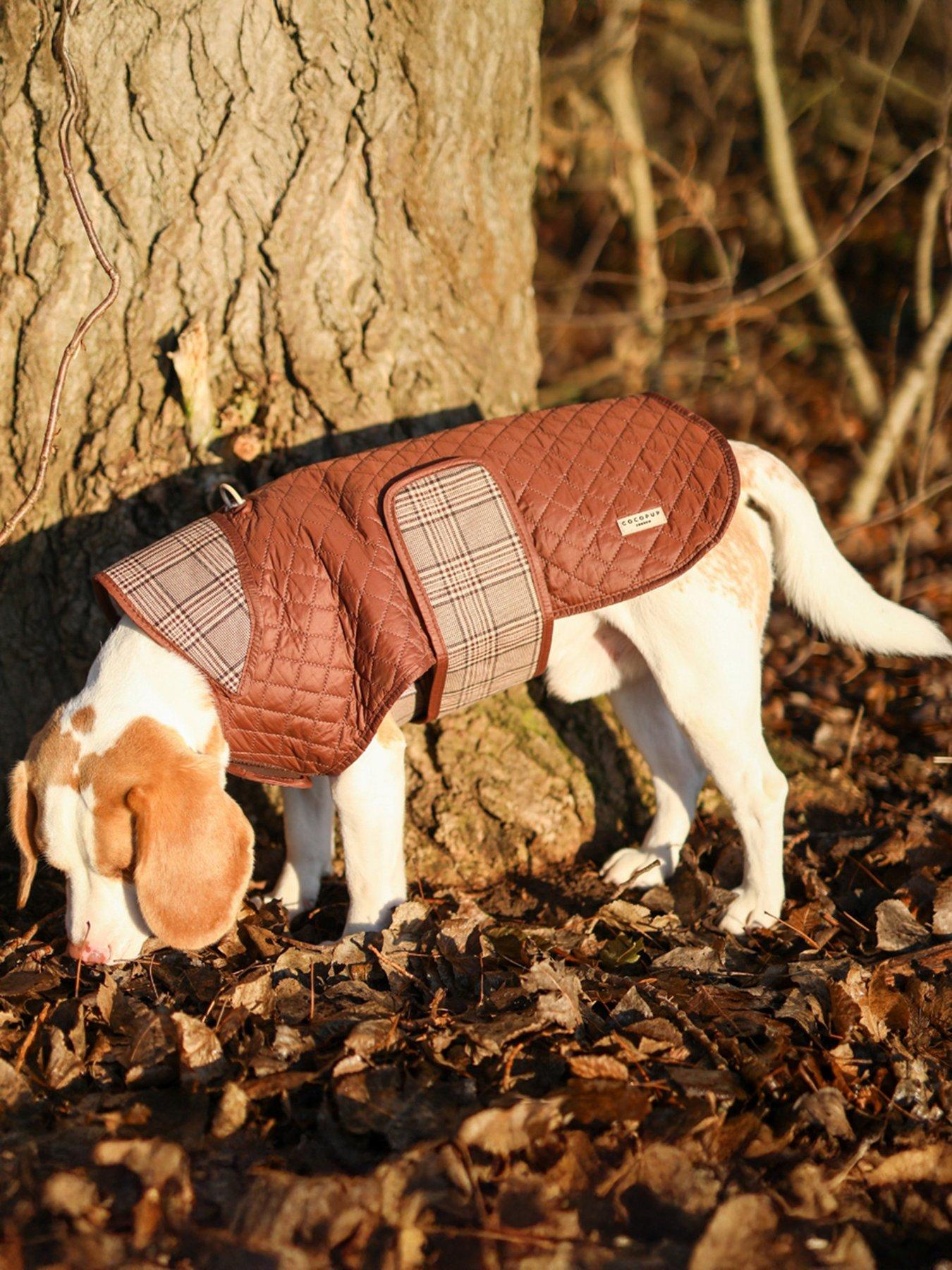Cocopup Quilted Dog Coat- Pup Plaid - Extra Small in Brown