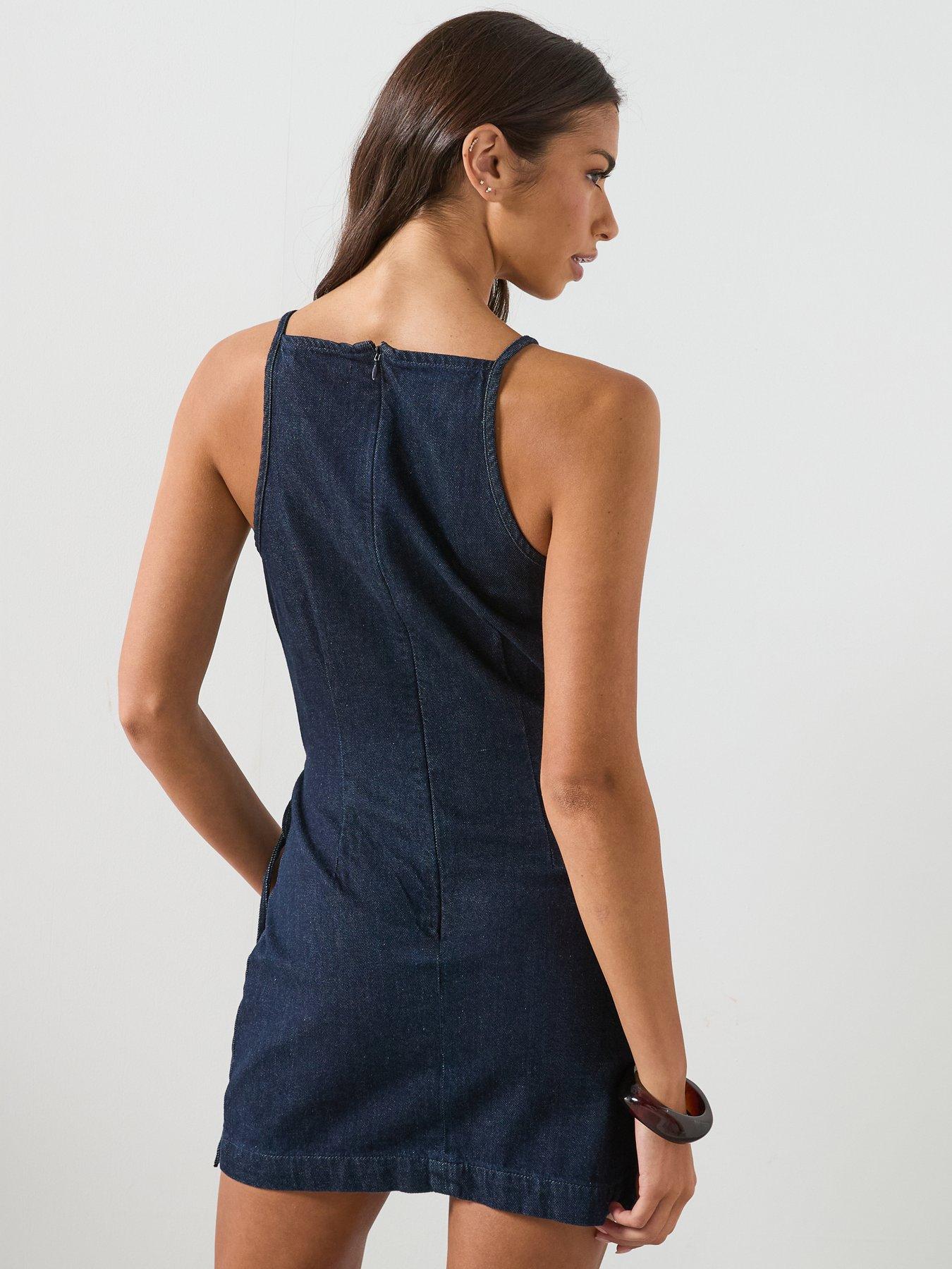 Image 2 of 6 of Mango Denim Dress With Bow Detail - Blue