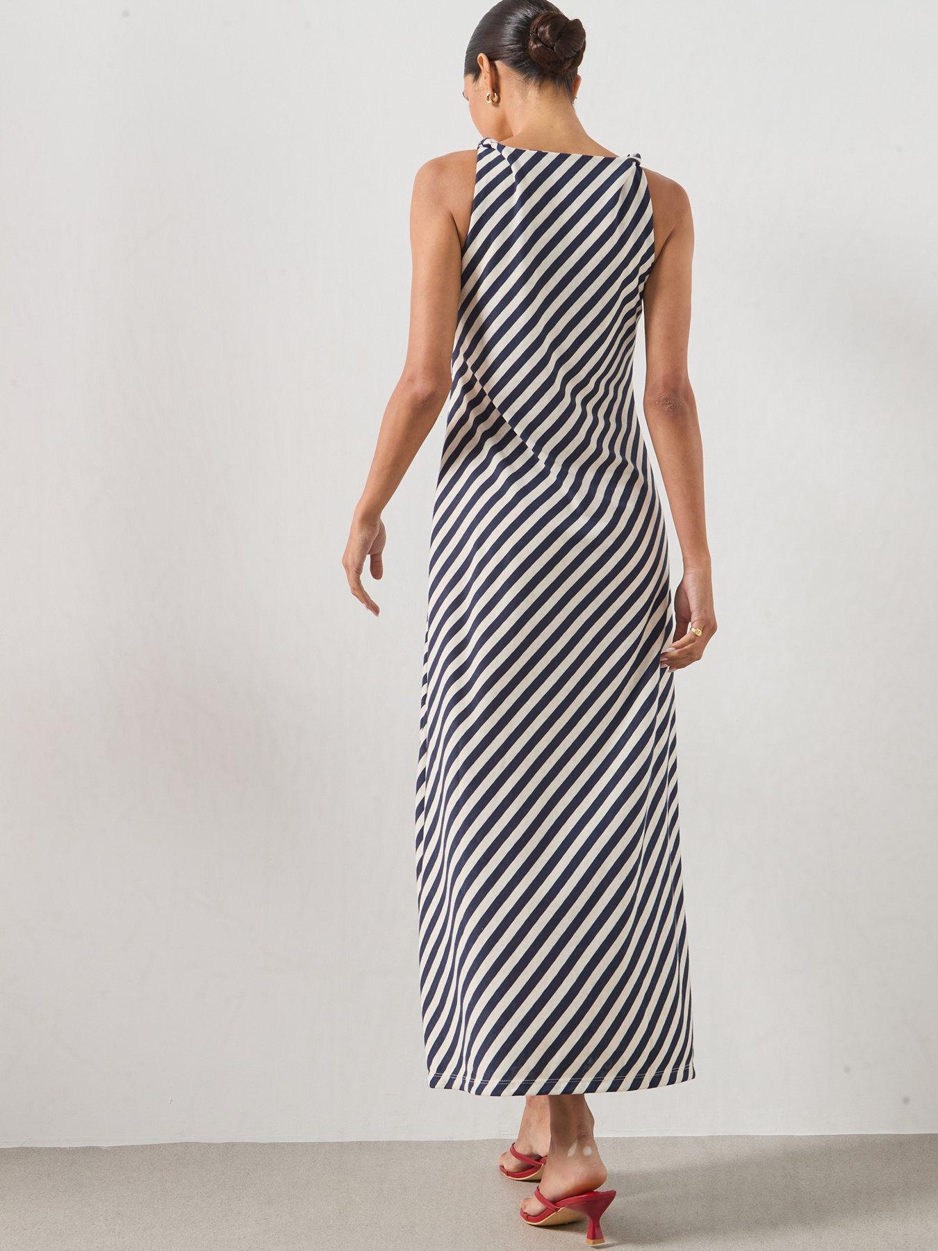 Image 2 of 6 of Mango Knitted Dress With Draped Straps - Blue