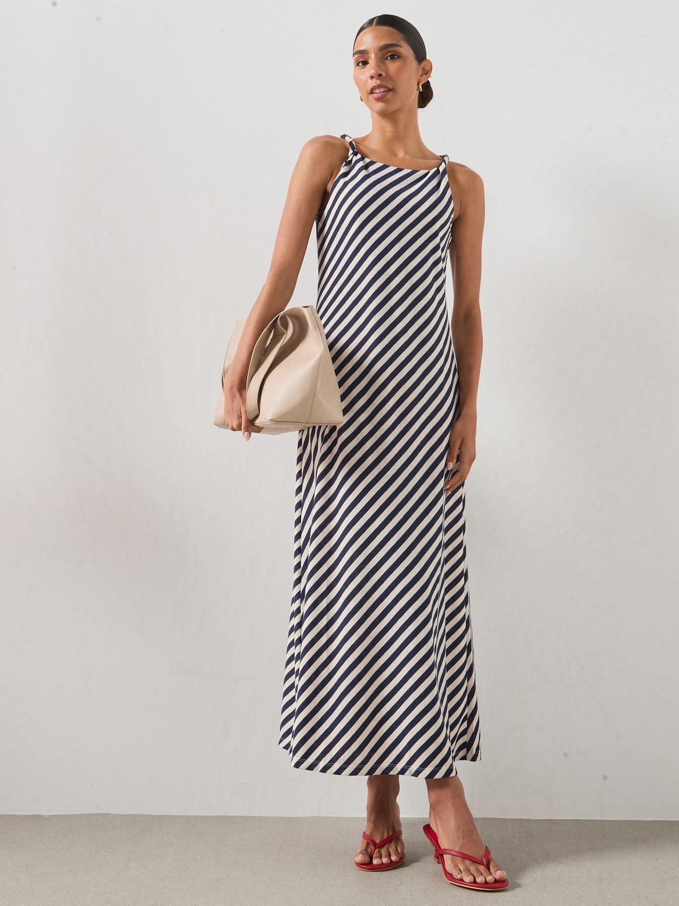 Image 3 of 6 of Mango Knitted Dress With Draped Straps - Blue