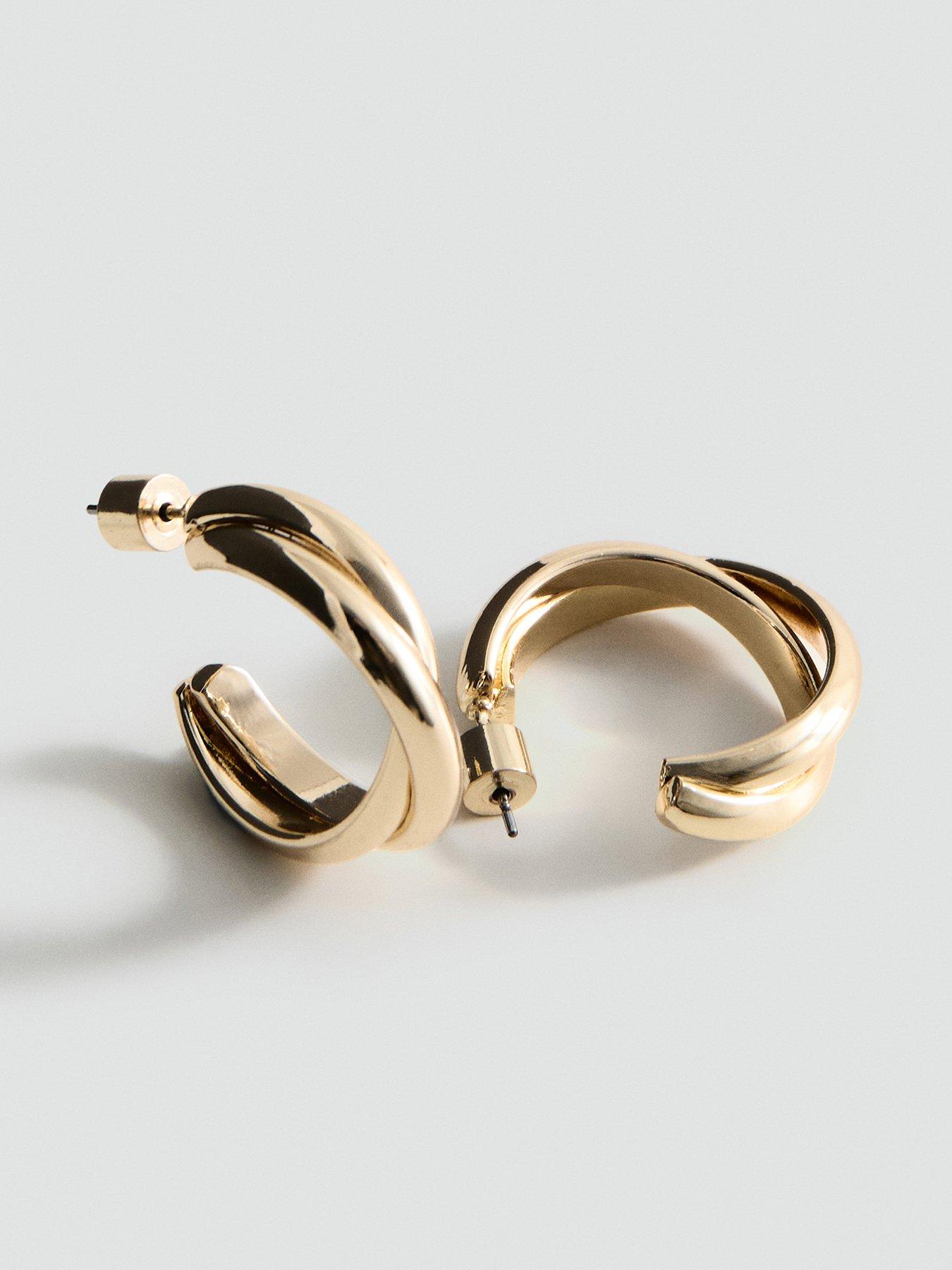 Image 2 of 3 of Mango Interlinked Hoop Earrings - Gold