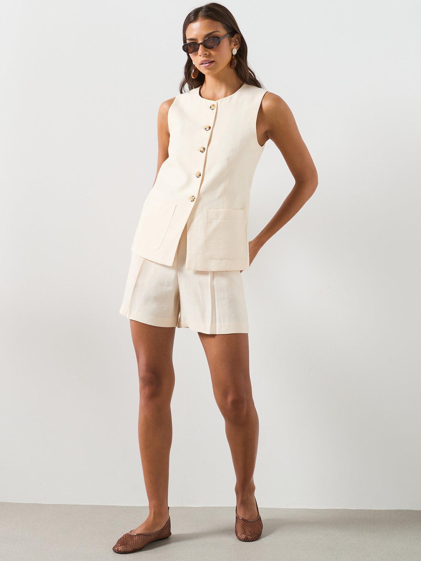Image 5 of 6 of Mango Straight-Fit High-Waist Bermuda Shorts - Ecru