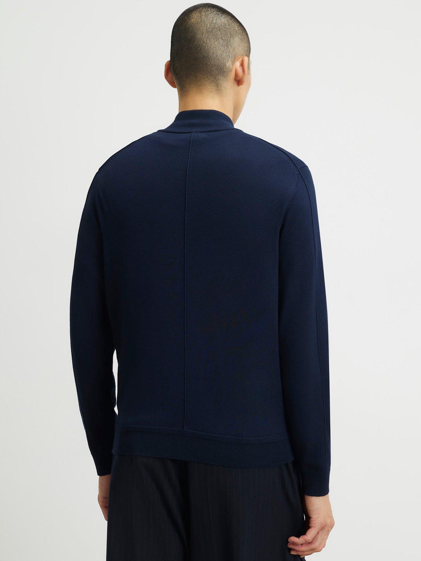 Image 2 of 6 of River Island Slim Fit Half Zip Jumper - Navy