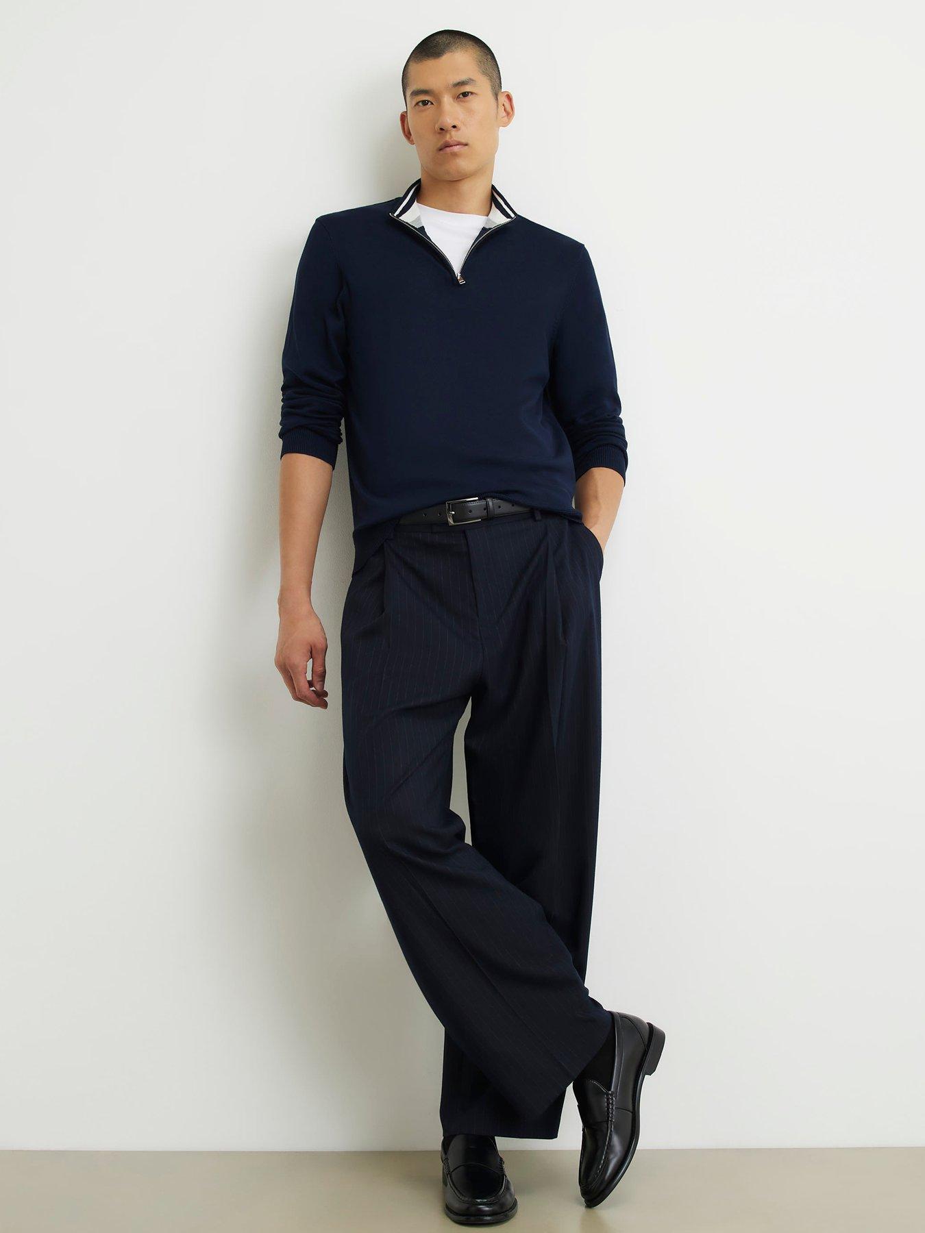 Image 3 of 6 of River Island Slim Fit Half Zip Jumper - Navy