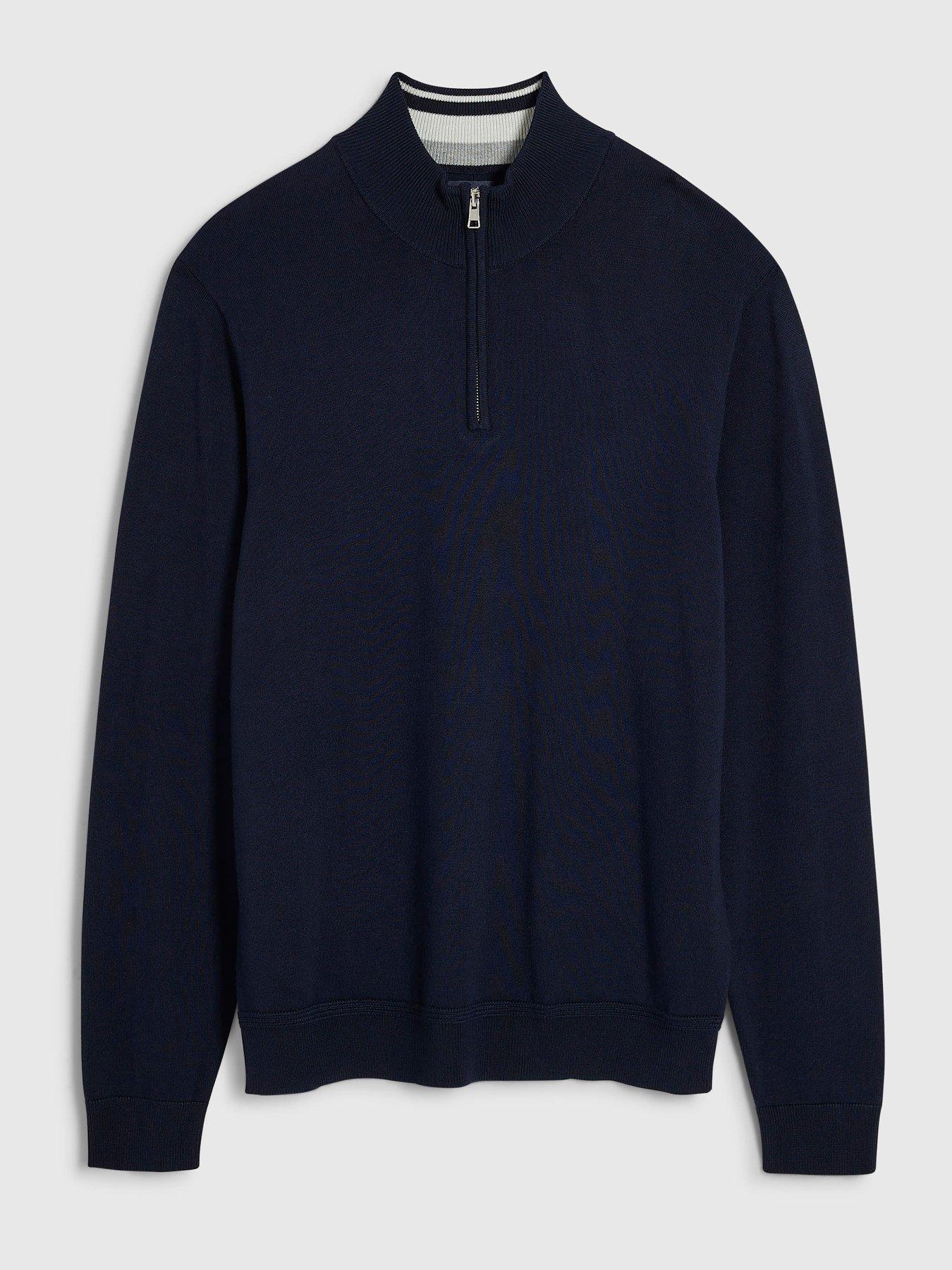 Image 5 of 6 of River Island Slim Fit Half Zip Jumper - Navy