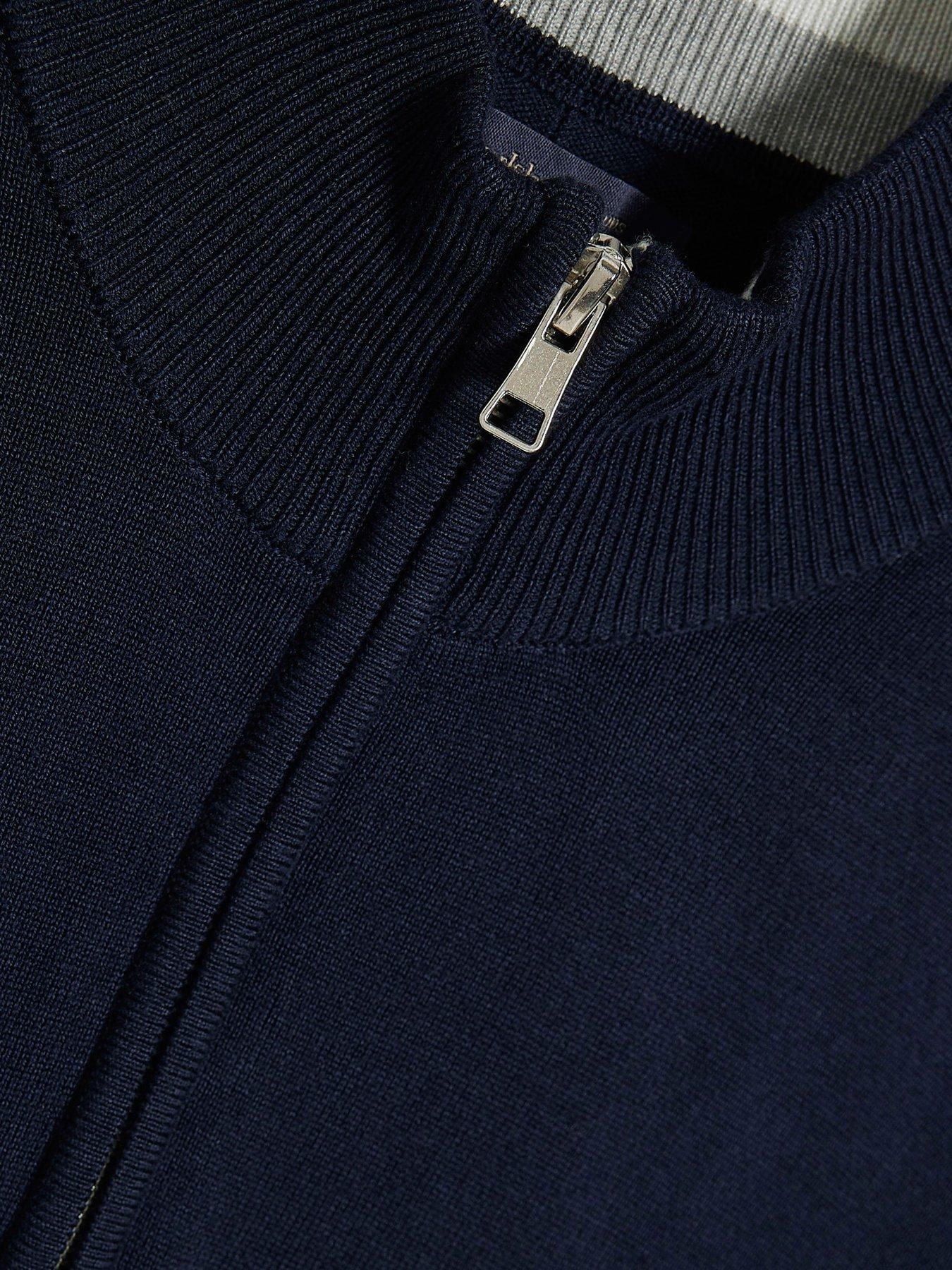 Image 6 of 6 of River Island Slim Fit Half Zip Jumper - Navy
