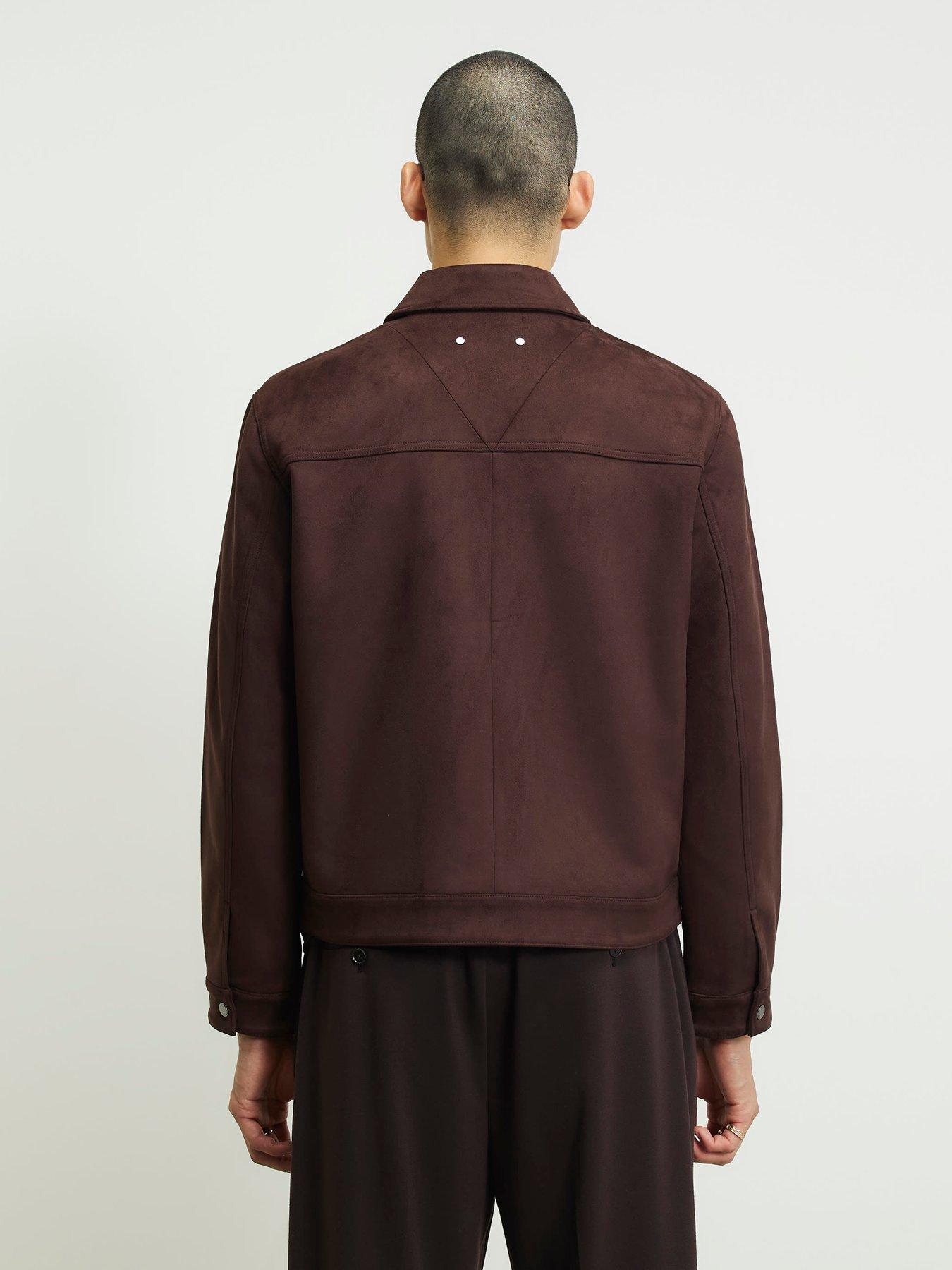 Image 2 of 6 of River Island Faux Suede Western Style Jacket - Brown