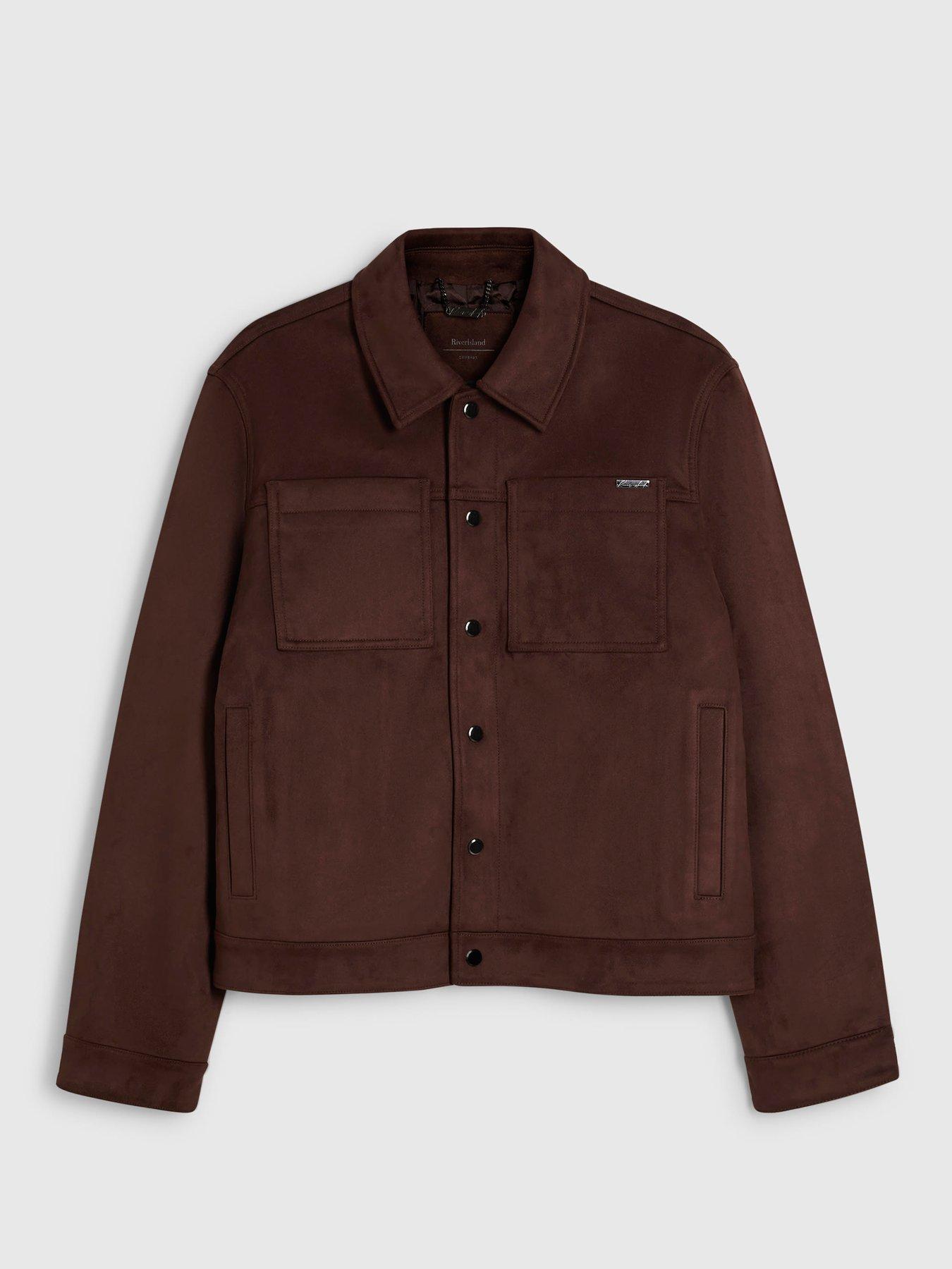 Image 5 of 6 of River Island Faux Suede Western Style Jacket - Brown