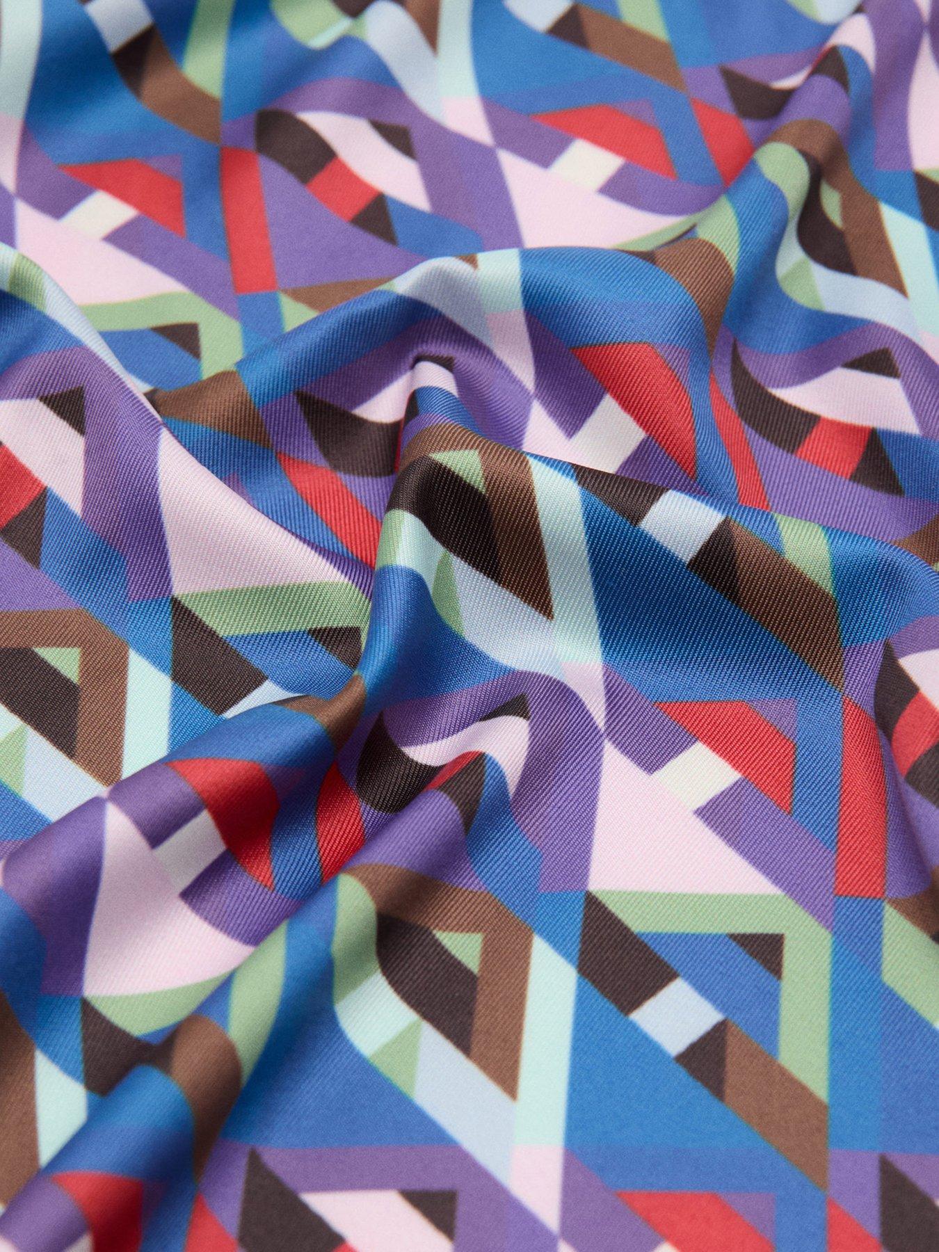 Image 2 of 3 of Mango Starring Hailey Bieber Geometric Printed Foulard - Blue