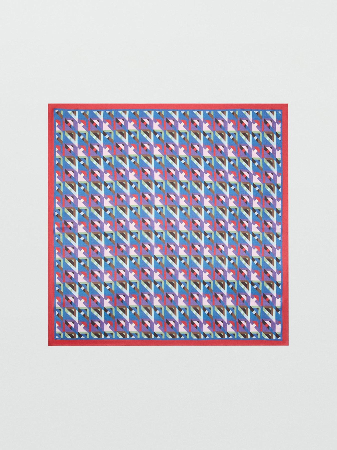 Image 3 of 3 of Mango Starring Hailey Bieber Geometric Printed Foulard - Blue