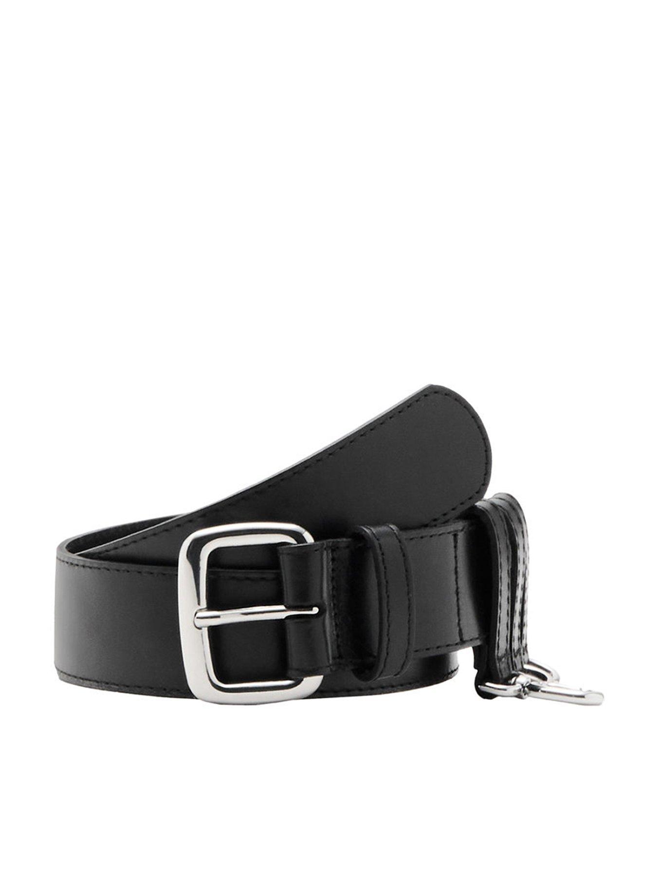 Mango Starring Hailey Bieber Leather Belt With Belt Loops - Black