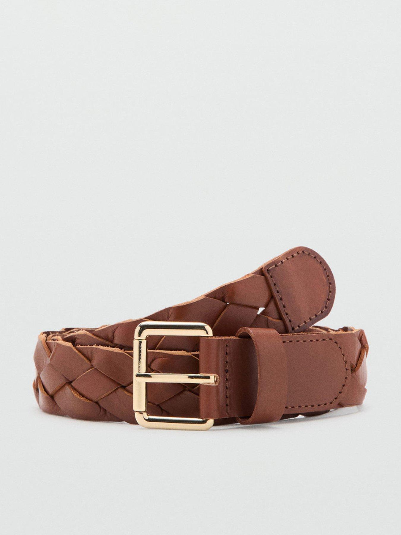 Mango Braided Leather Belt - Brown