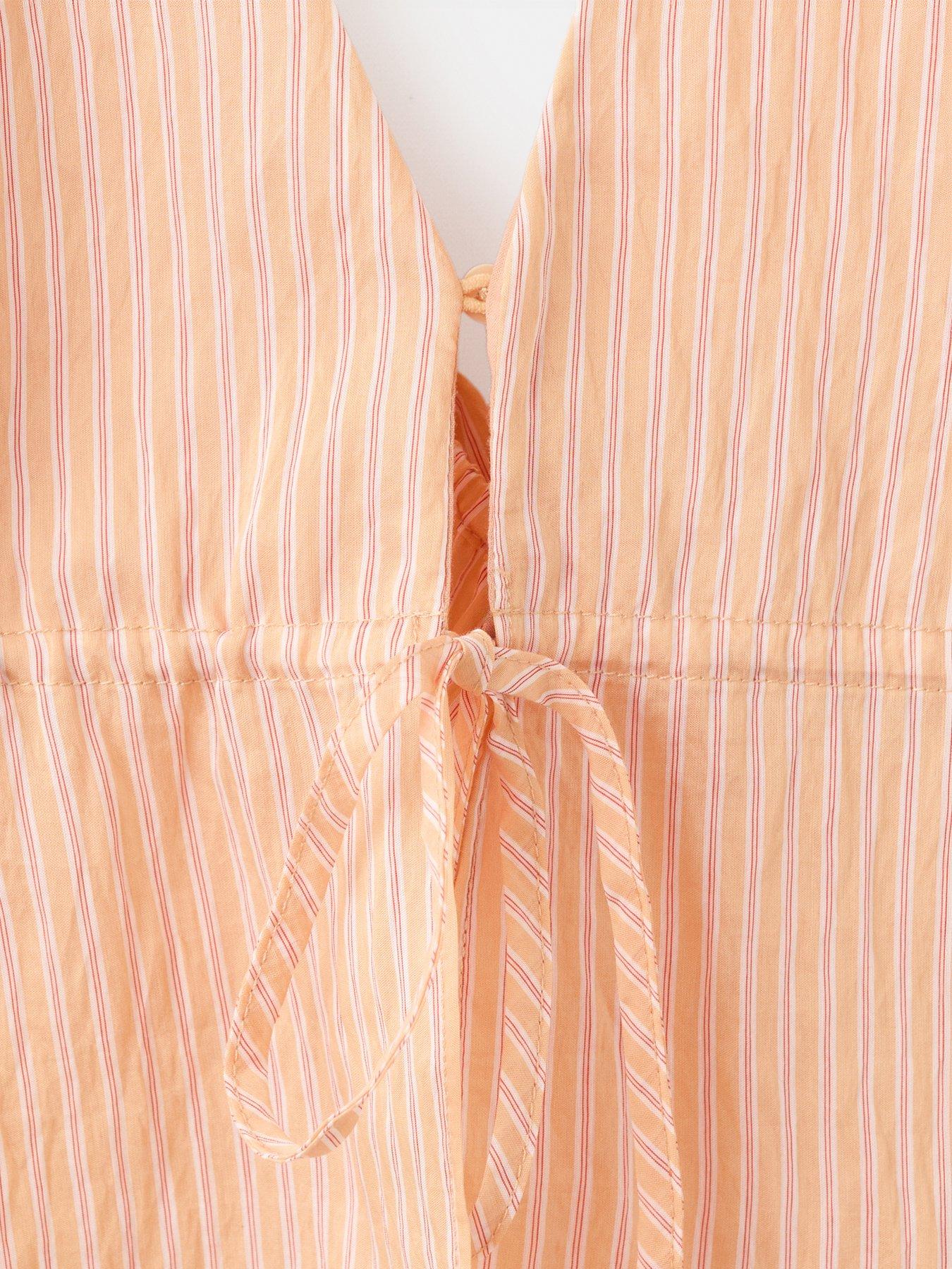 Image 4 of 4 of Mango Striped Lyocell Co-ord Halter Top - Orange